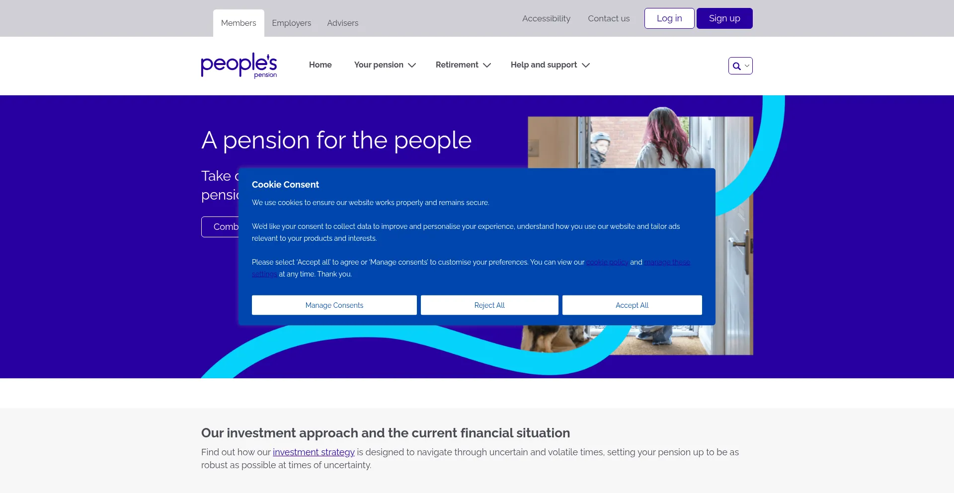 Website screenshot of Thepeoplespension.co.uk