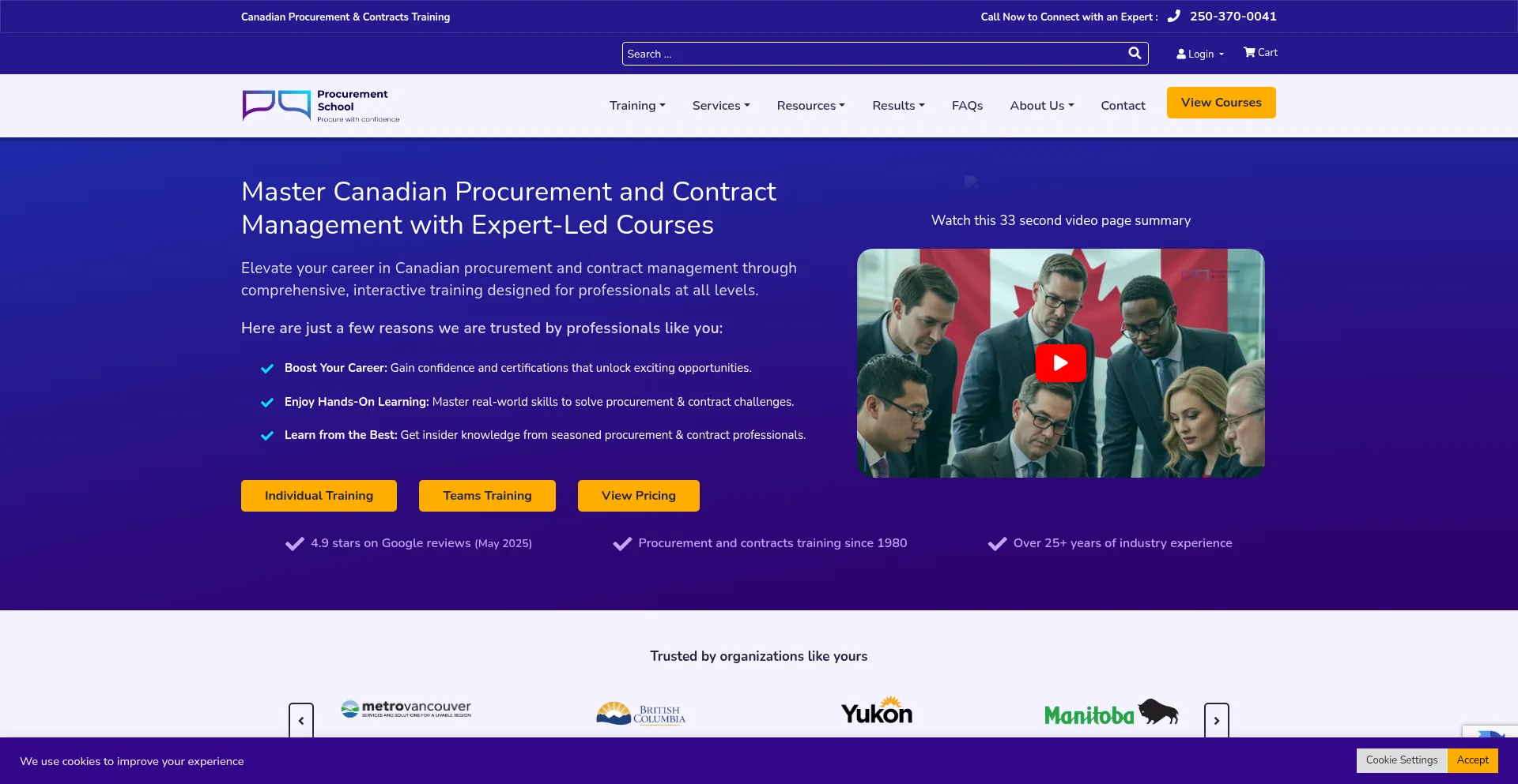Website screenshot of Theprocurementschool.com
