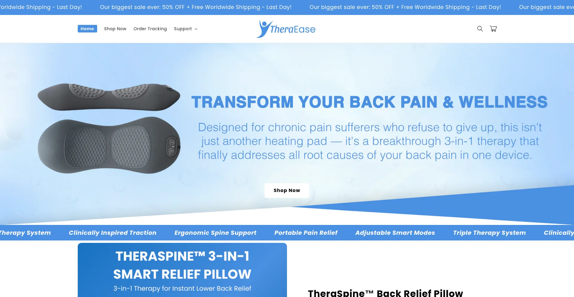 Website screenshot of Theraeasepro.com