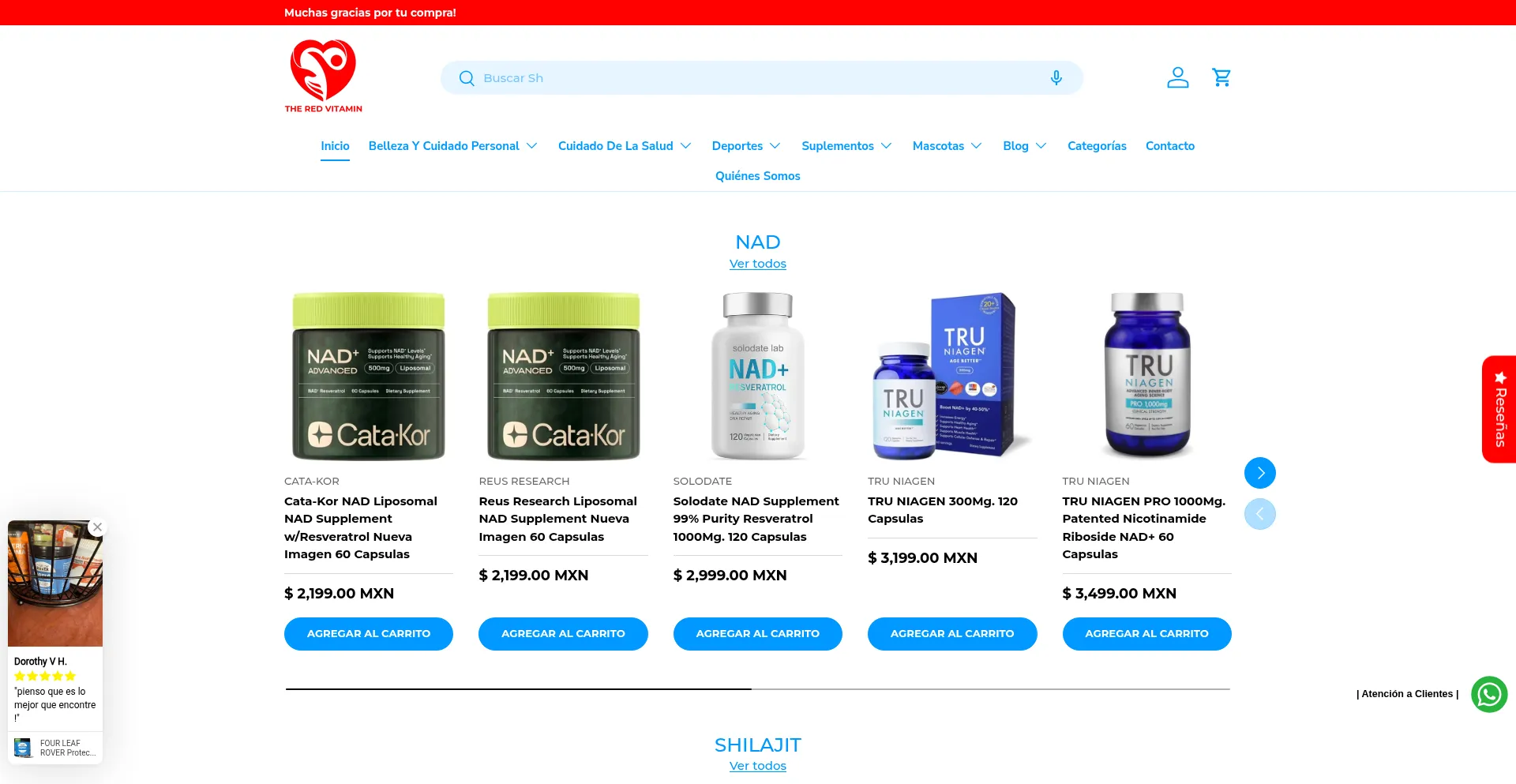 Website screenshot of Theredvitamin.com