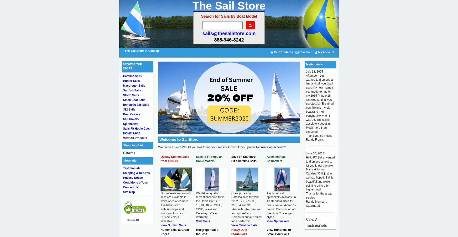 Website screenshot of Thesailstore.com