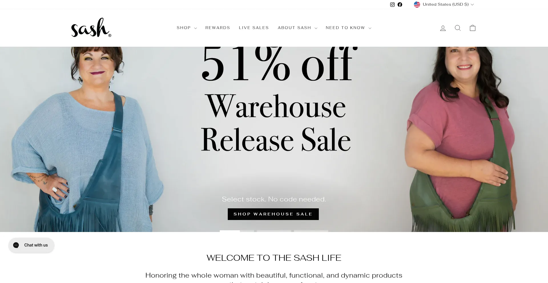 Website screenshot of Thesashlife.com