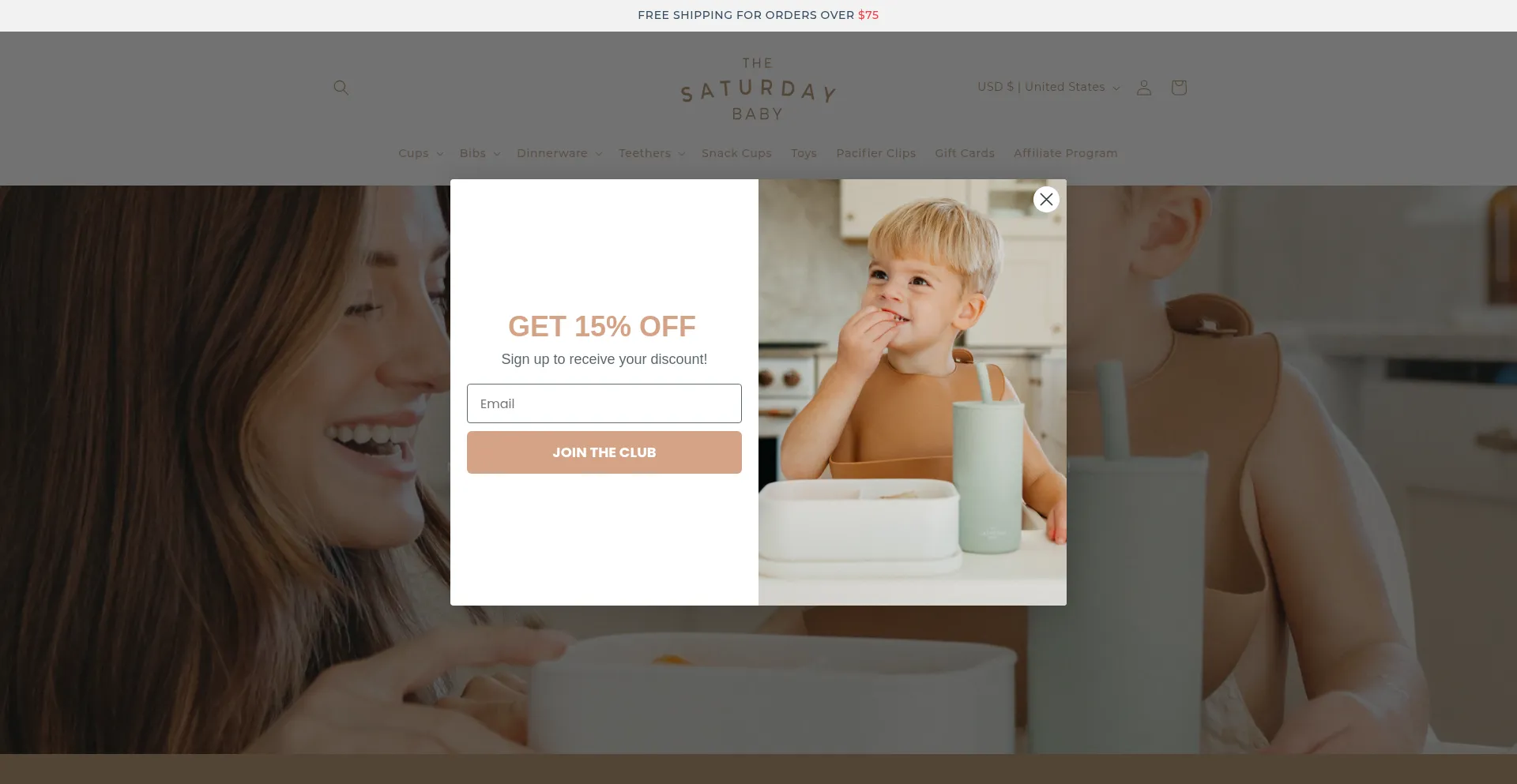 Website screenshot of Thesaturdaybaby.com