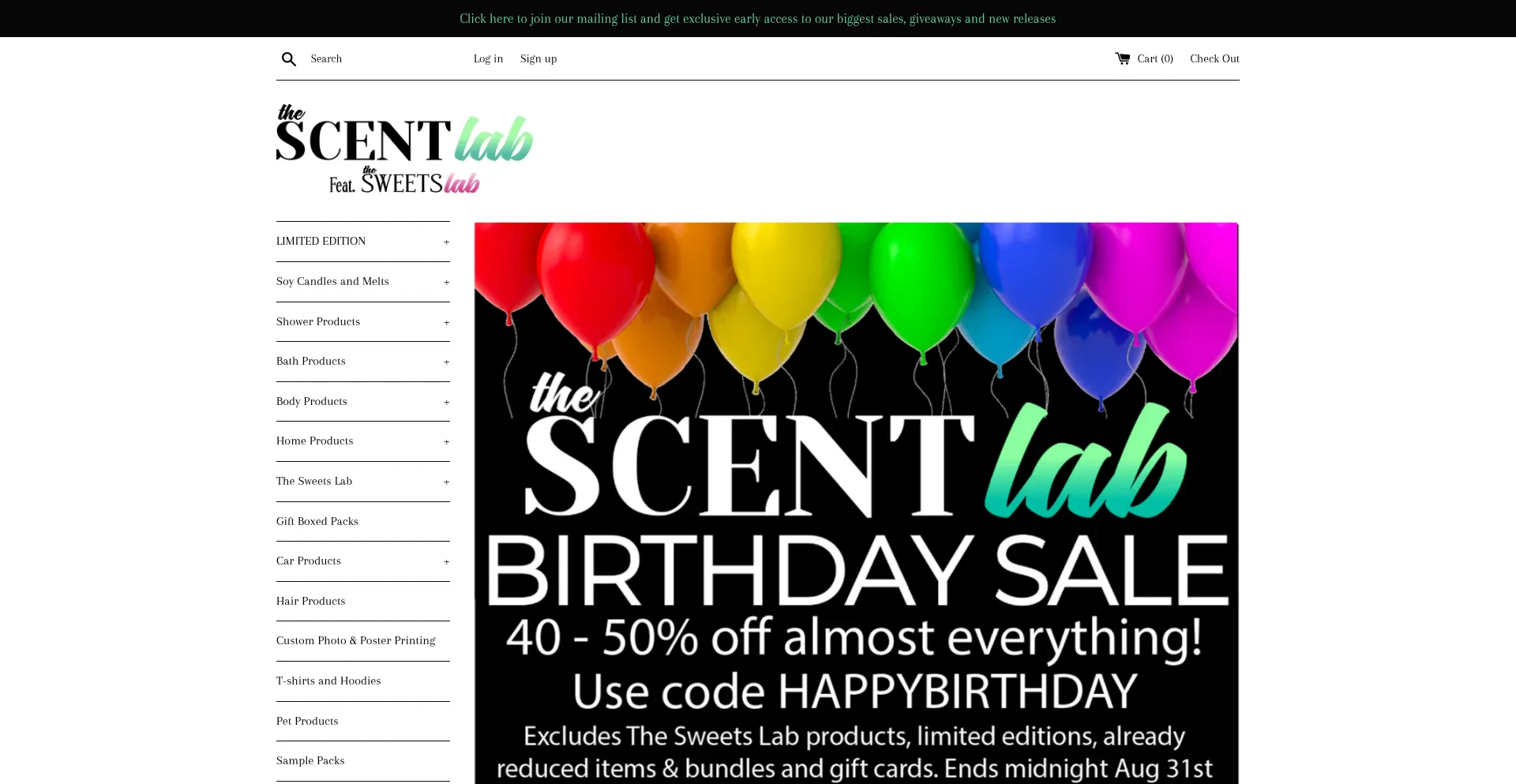 Website screenshot of Thescentlab.com.au