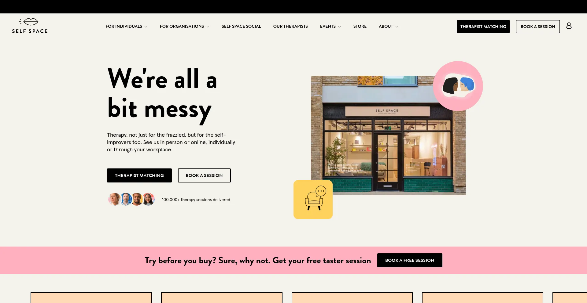 Website screenshot of Theselfspace.com