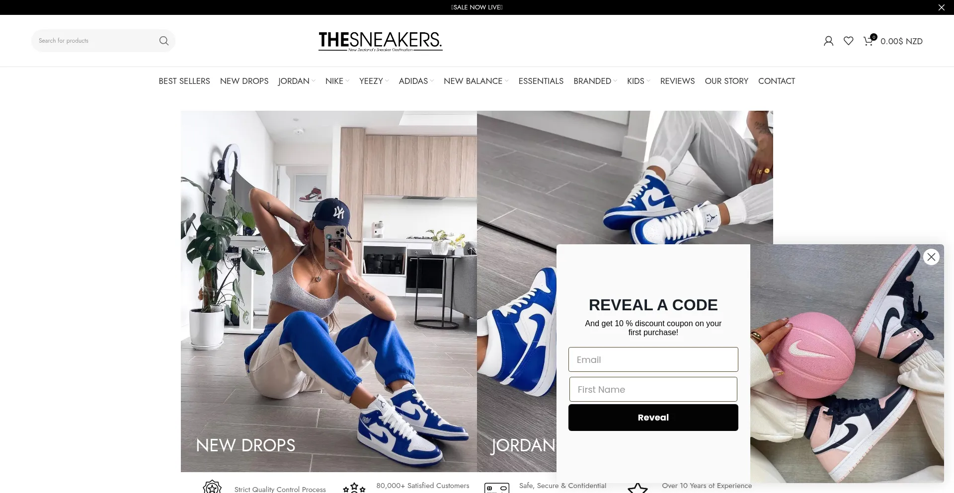 Website screenshot of Thesneakers.co.nz