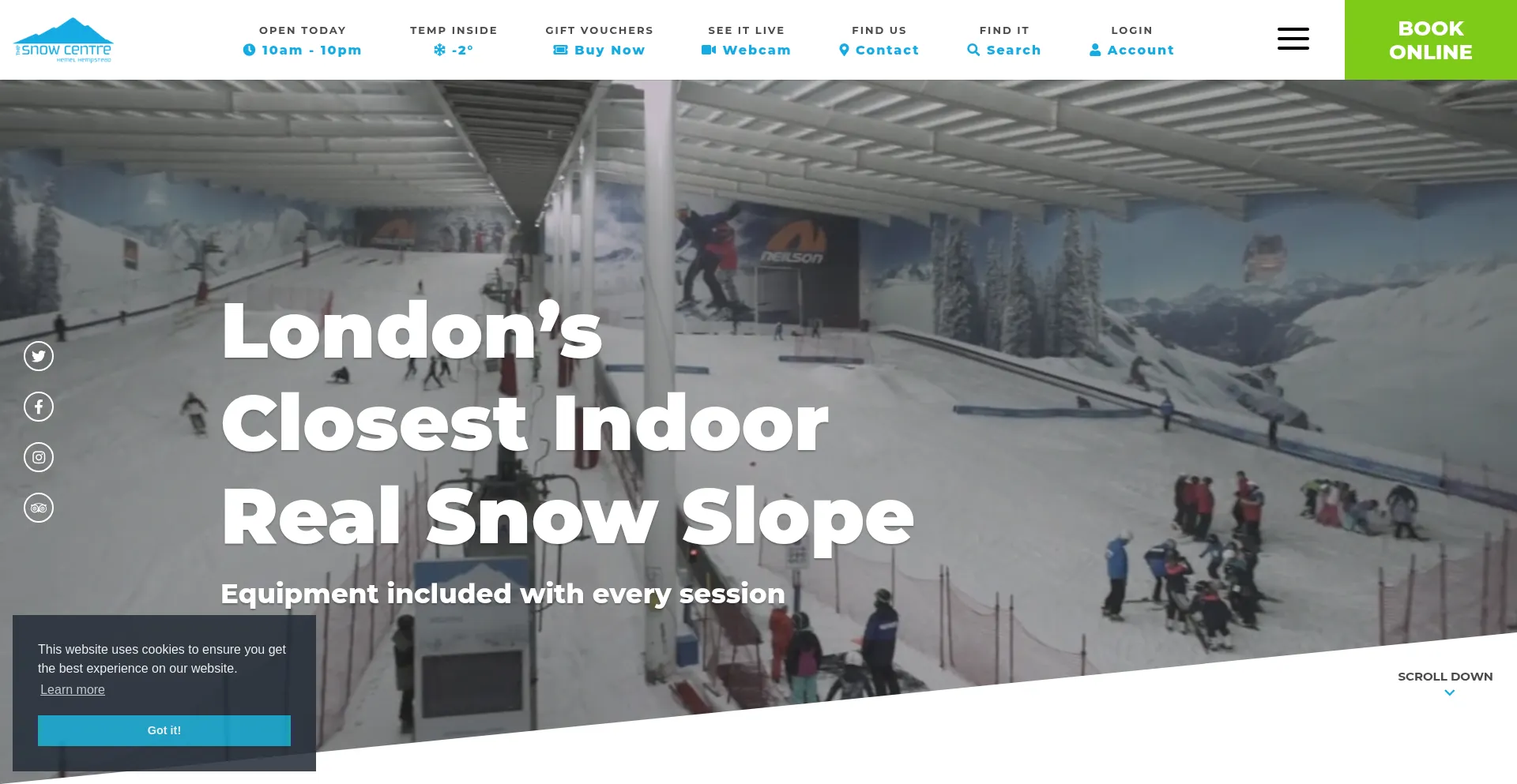 Website screenshot of Thesnowcentre.com