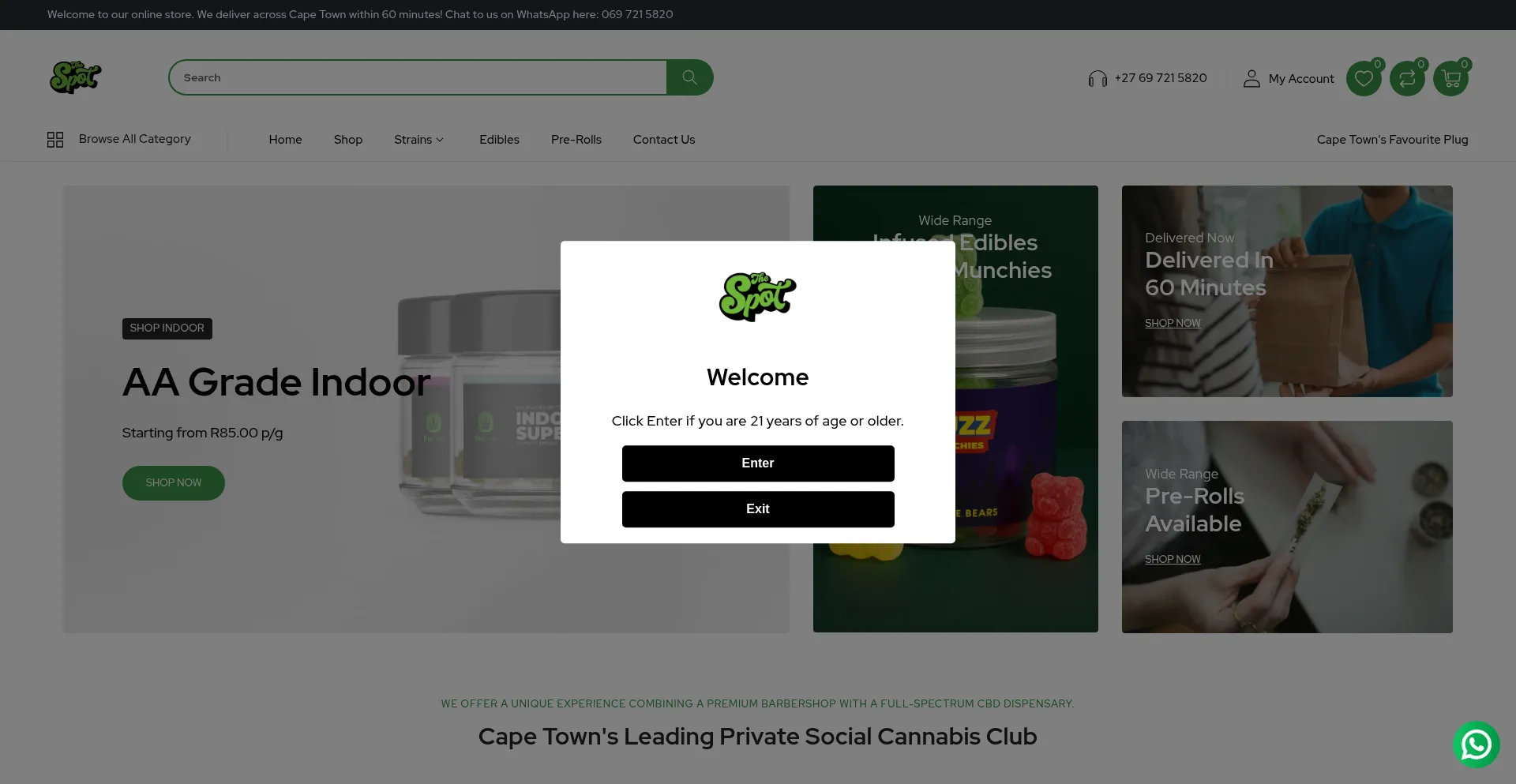 Website screenshot of Thespot.capetown
