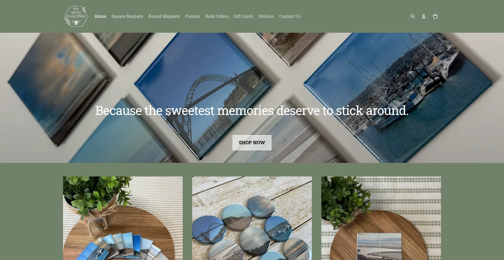 Website screenshot of Thestickyhoneybee.com