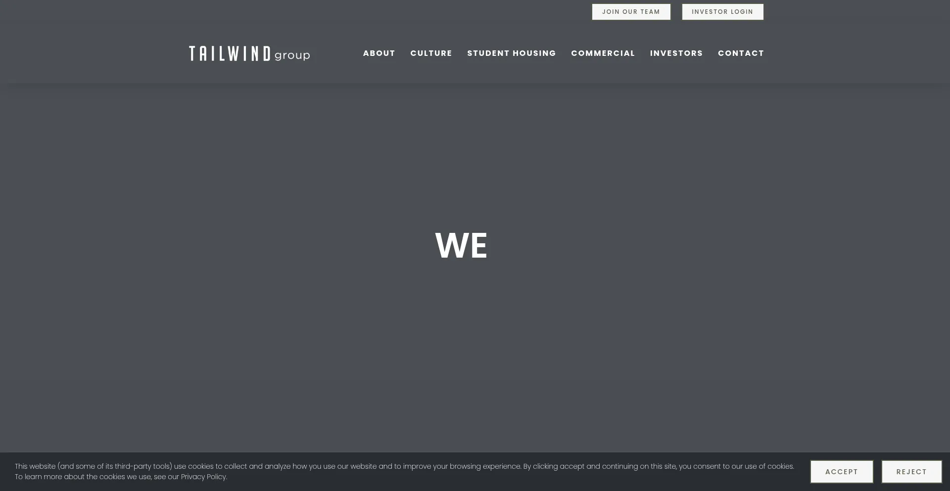 Website screenshot of Thetailwindgroup.com