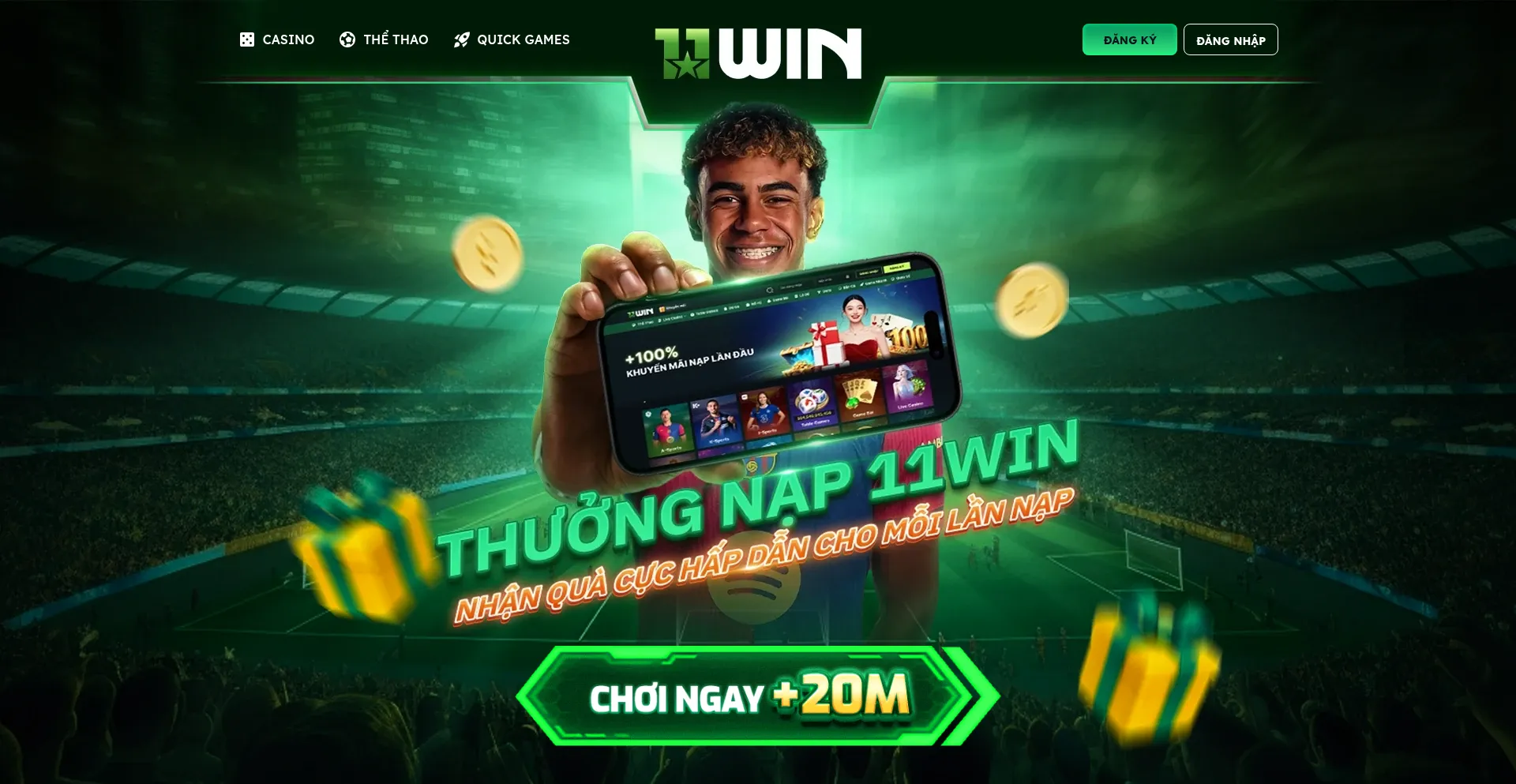 Website screenshot of Thethao11win.vip