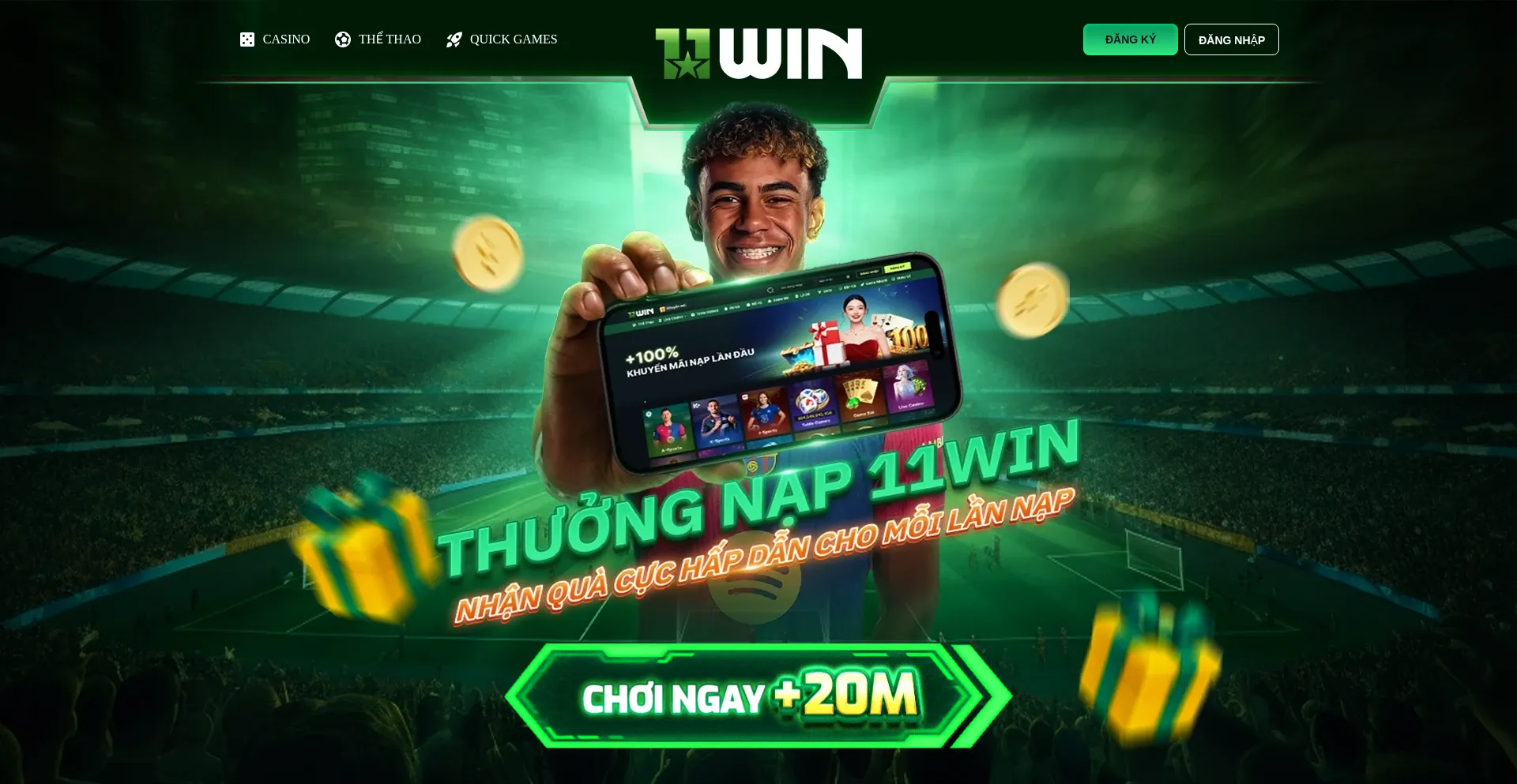Website screenshot of Thethao11win.xyz
