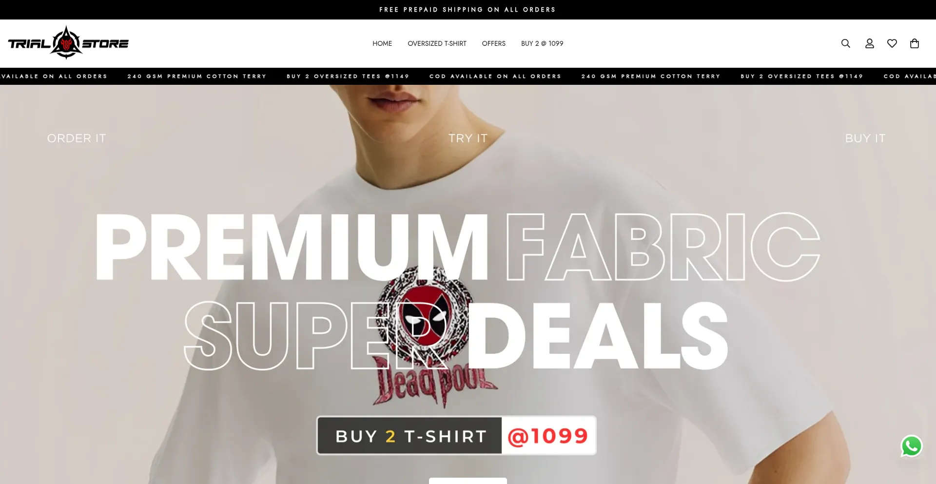 Website screenshot of Thetrialstore.com