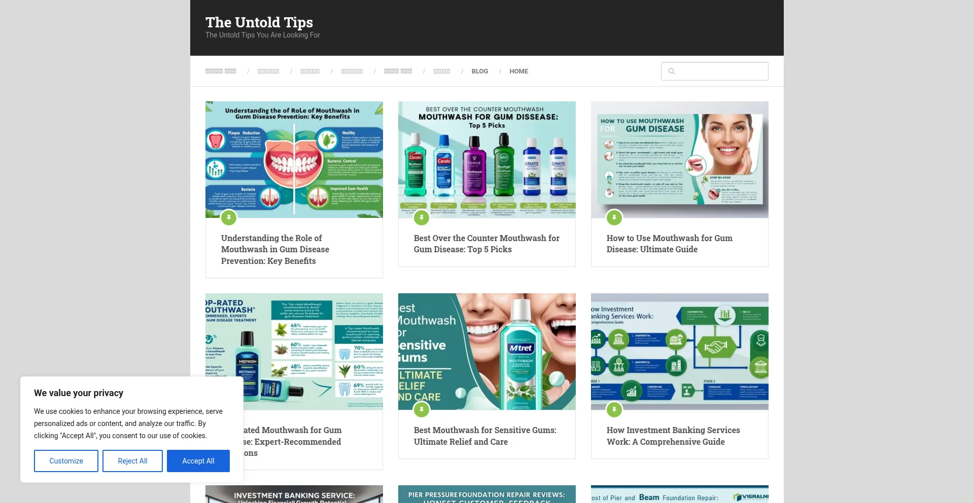 Website screenshot of Theuntoldtips.com