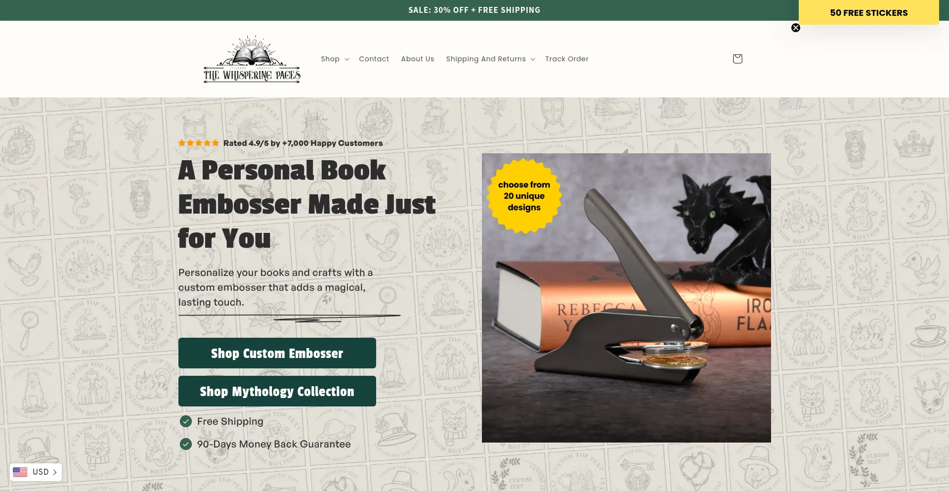 Website screenshot of Thewhisperingpages.com