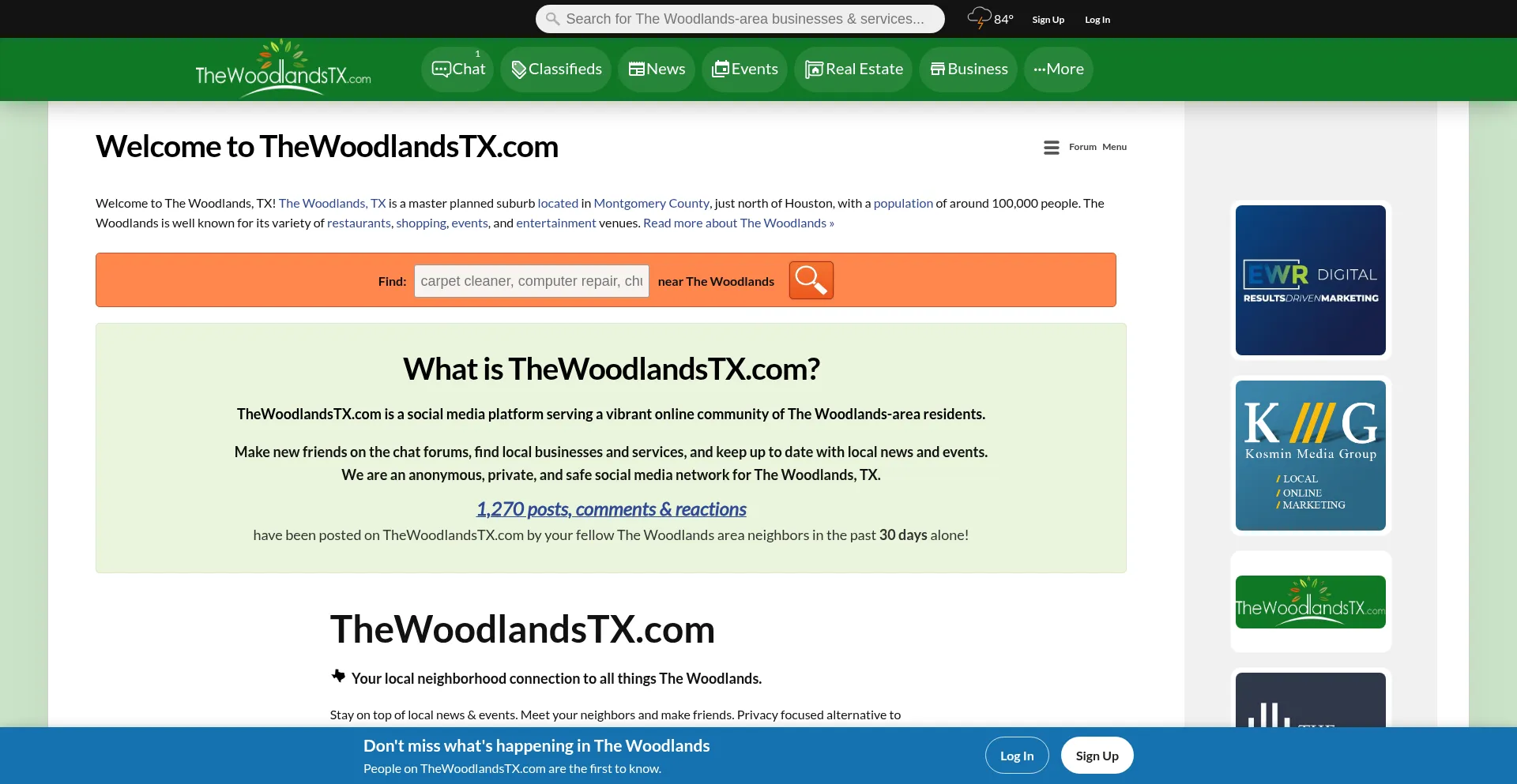 Website screenshot of Thewoodlandstx.com