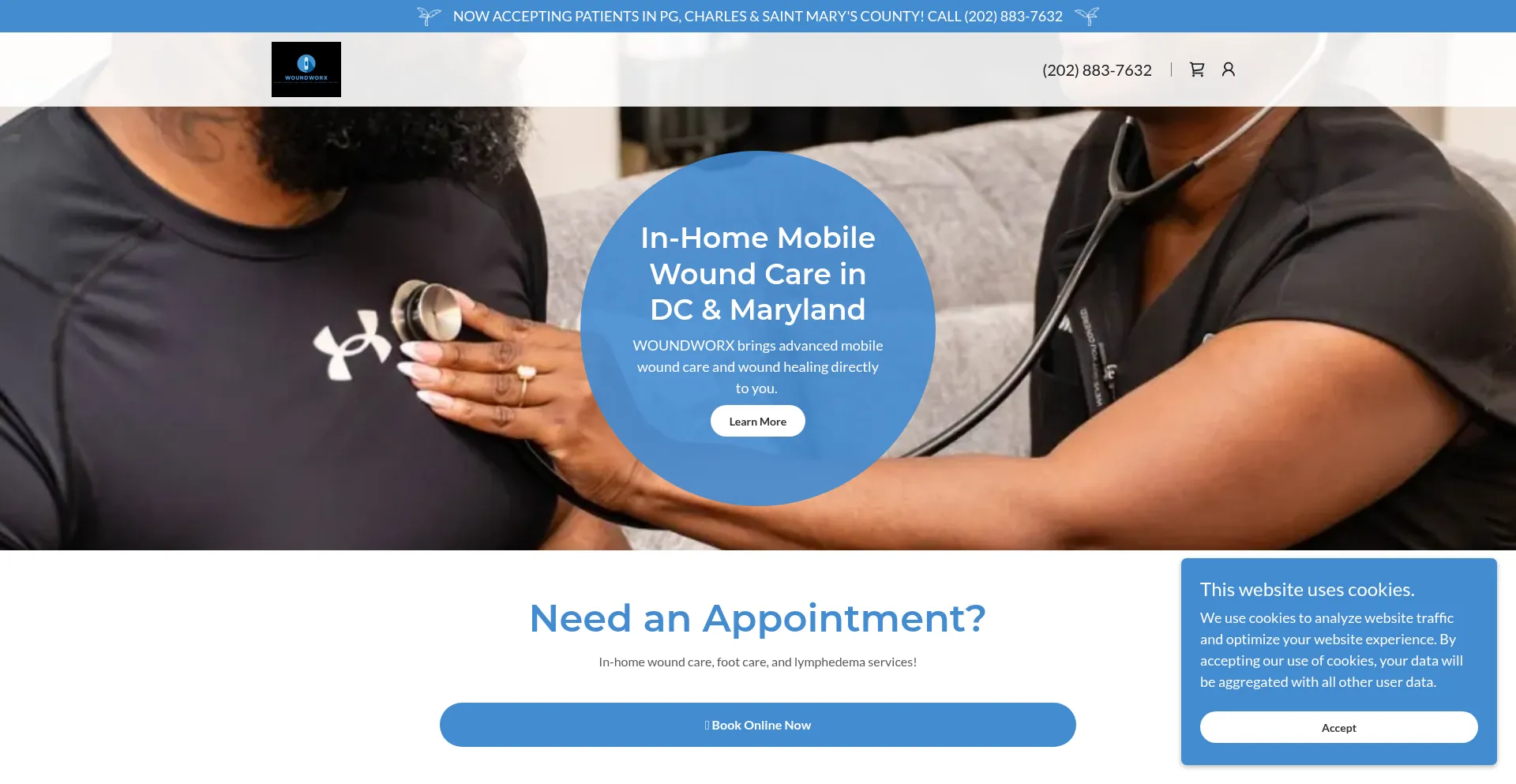 Website screenshot of Thewoundworx.com