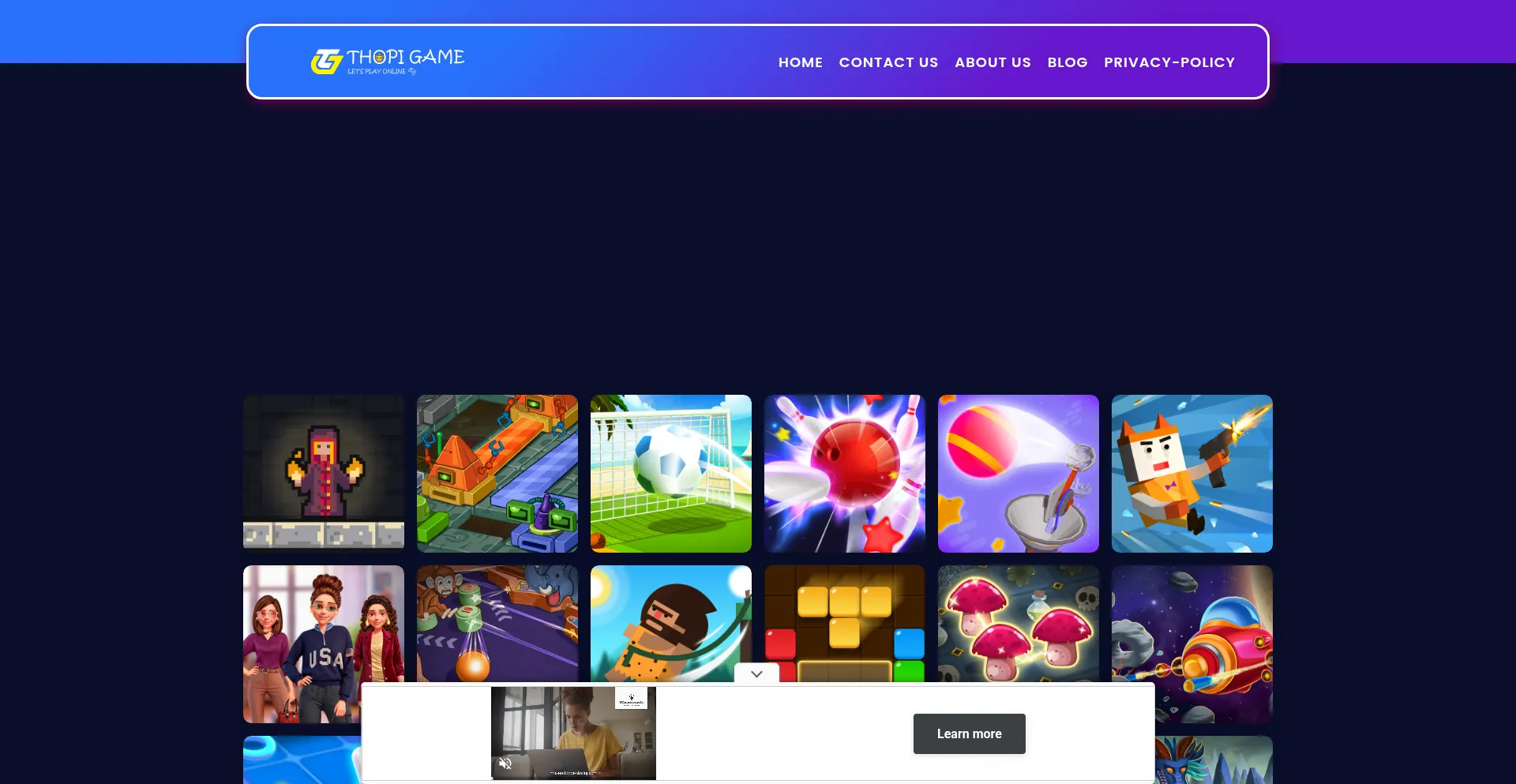 Website screenshot of Thopigame.com