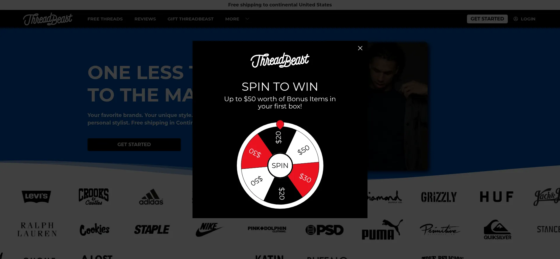 Website screenshot of Threadbeast.com