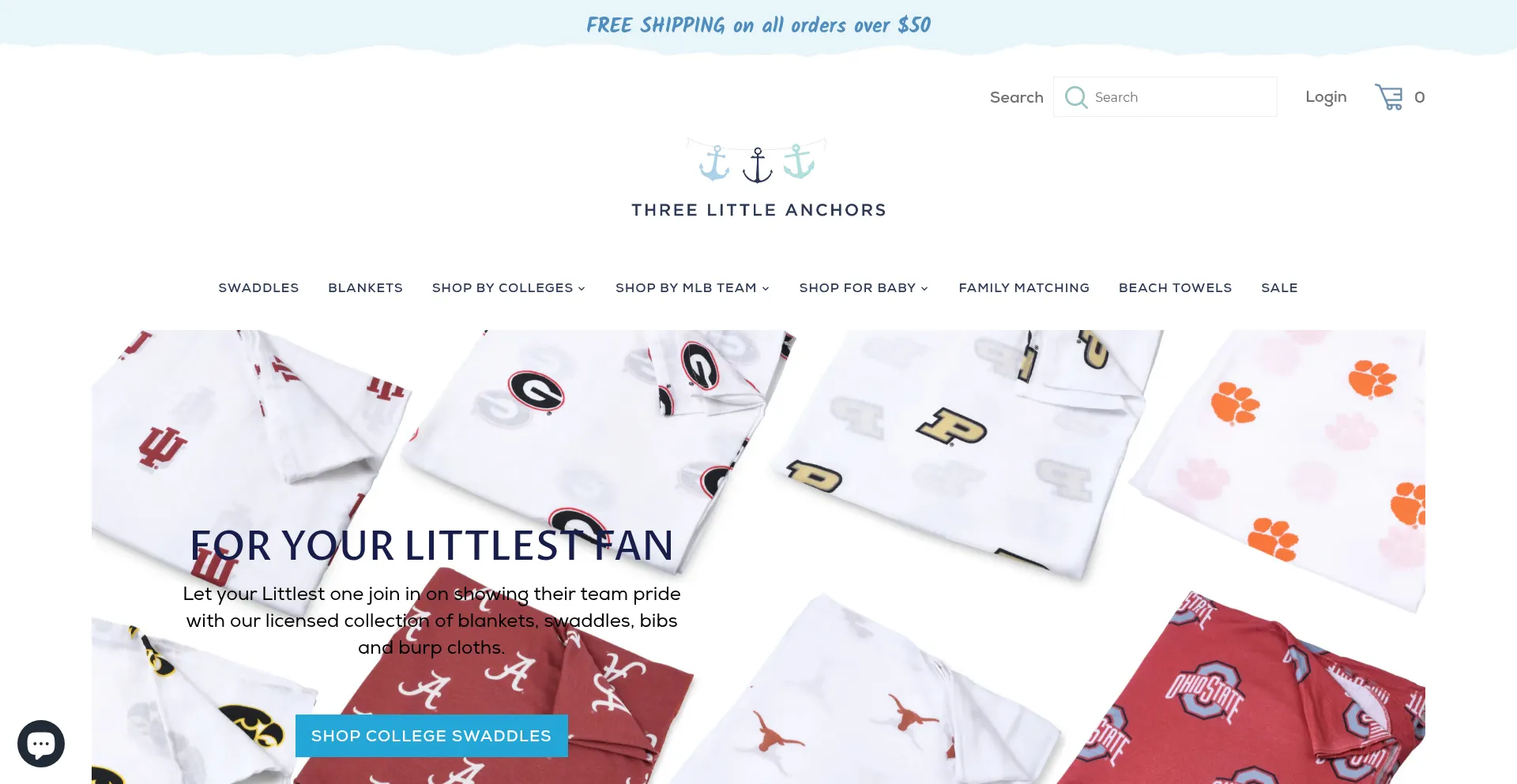 Website screenshot of Threelittleanchors.com