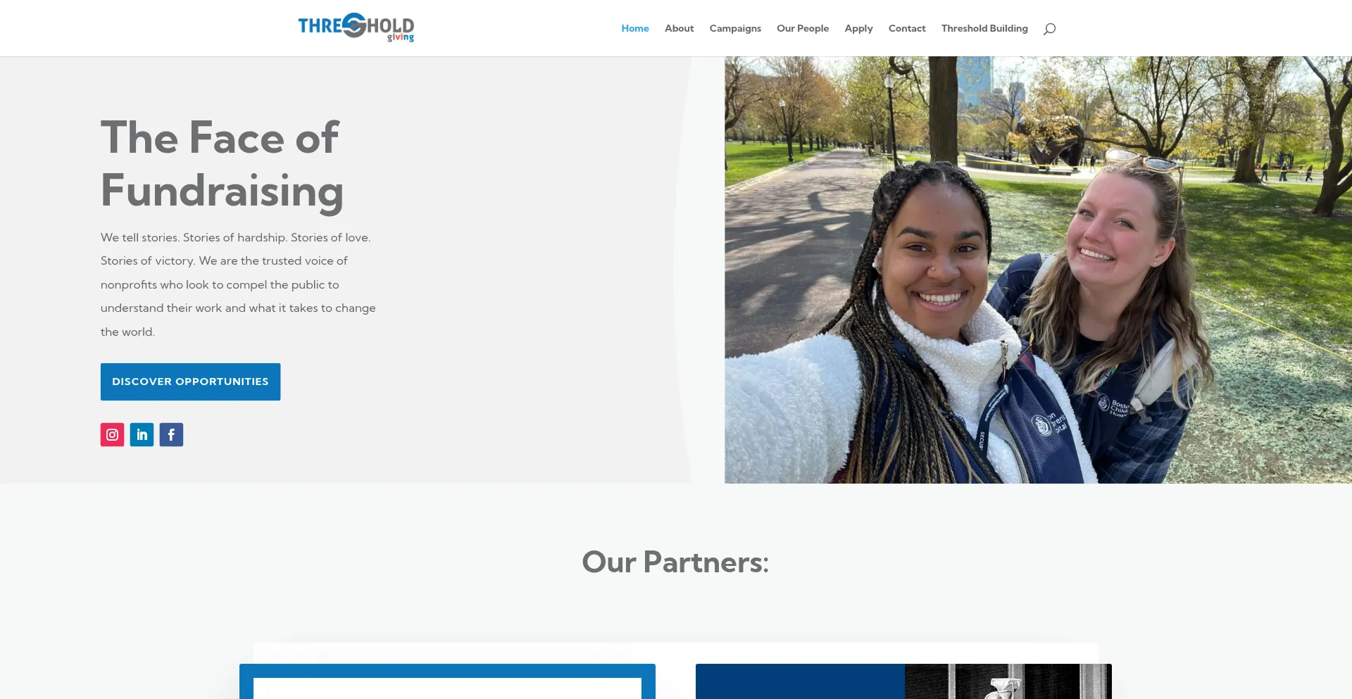 Website screenshot of Thresholdgiving.com