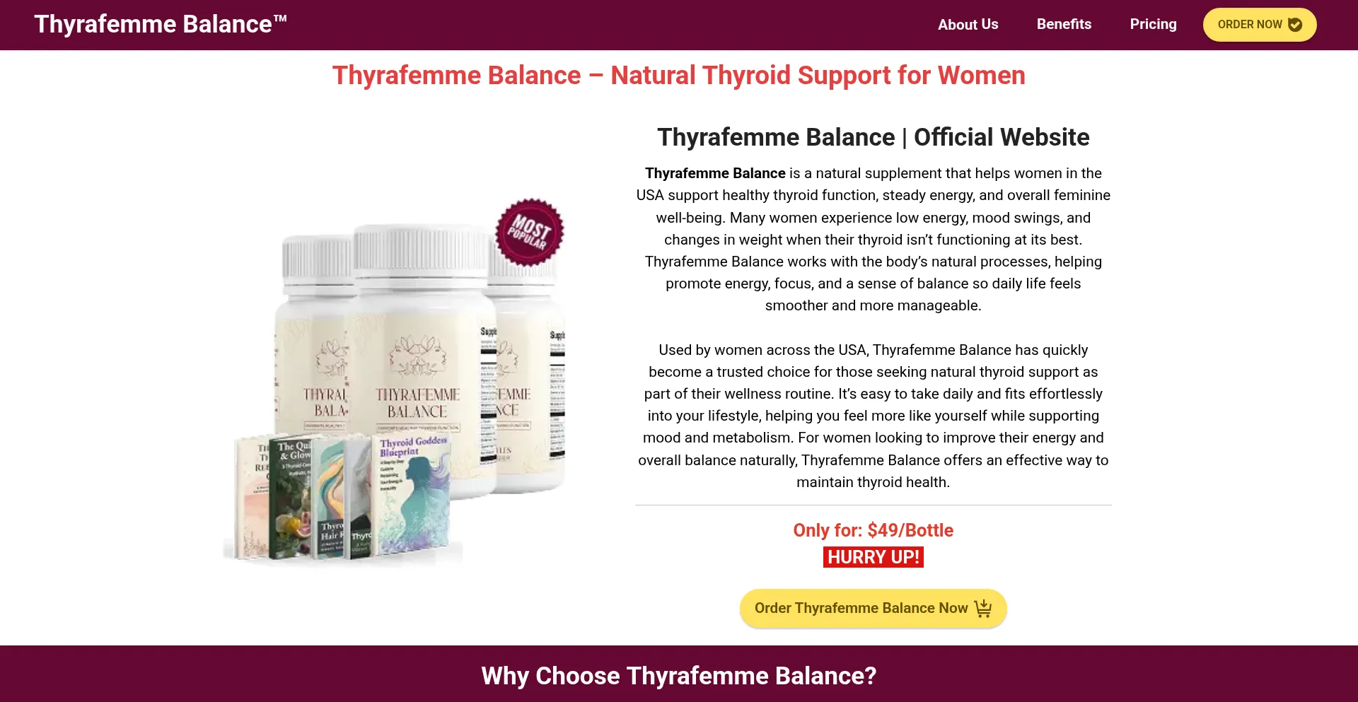 Website screenshot of Thyrafemme.us