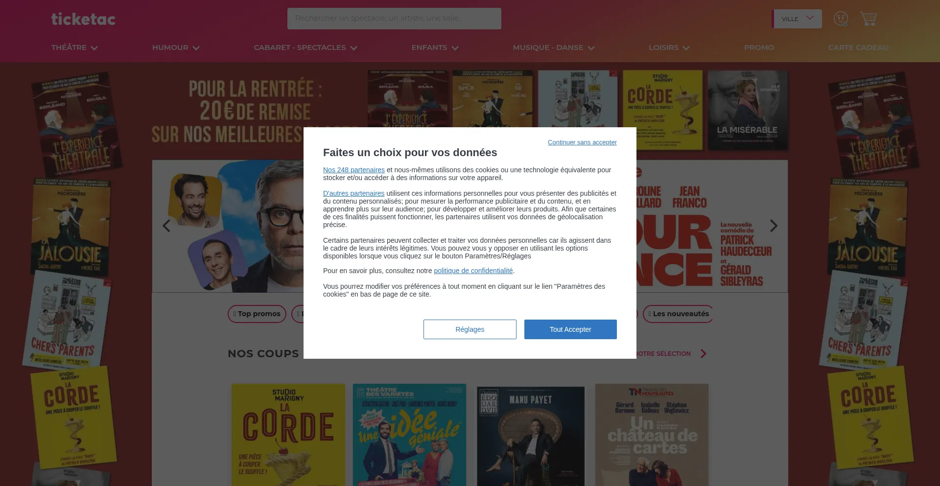 Website screenshot of Ticketac.com