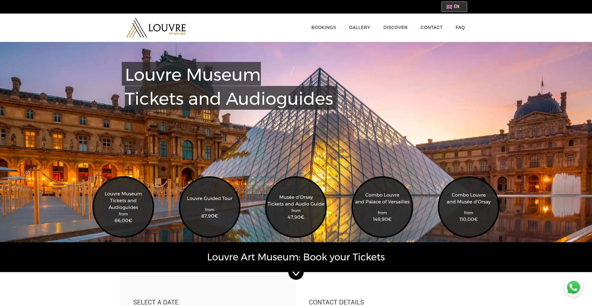 Website screenshot of Ticketslouvre.com