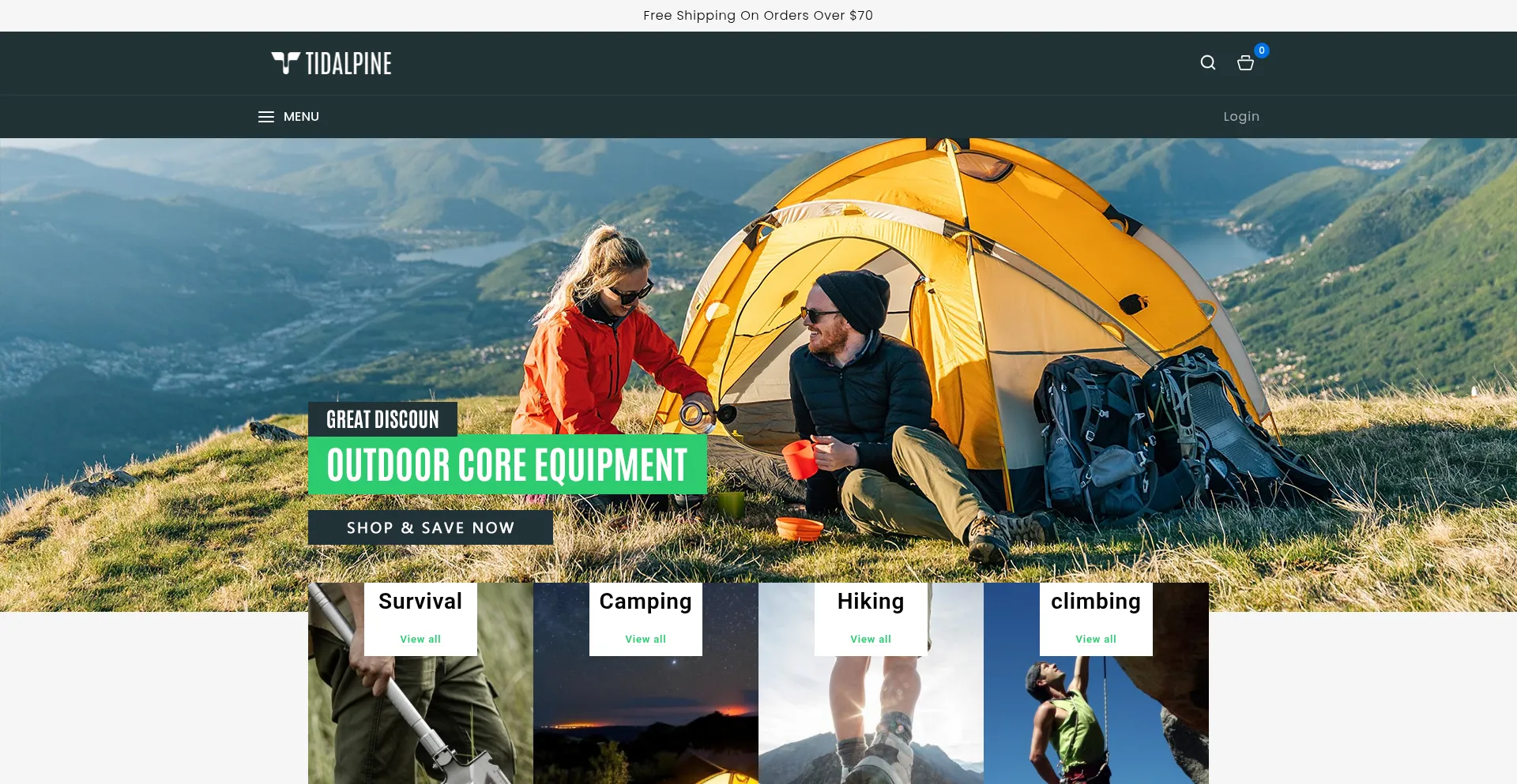 Website screenshot of Tidalpine.com