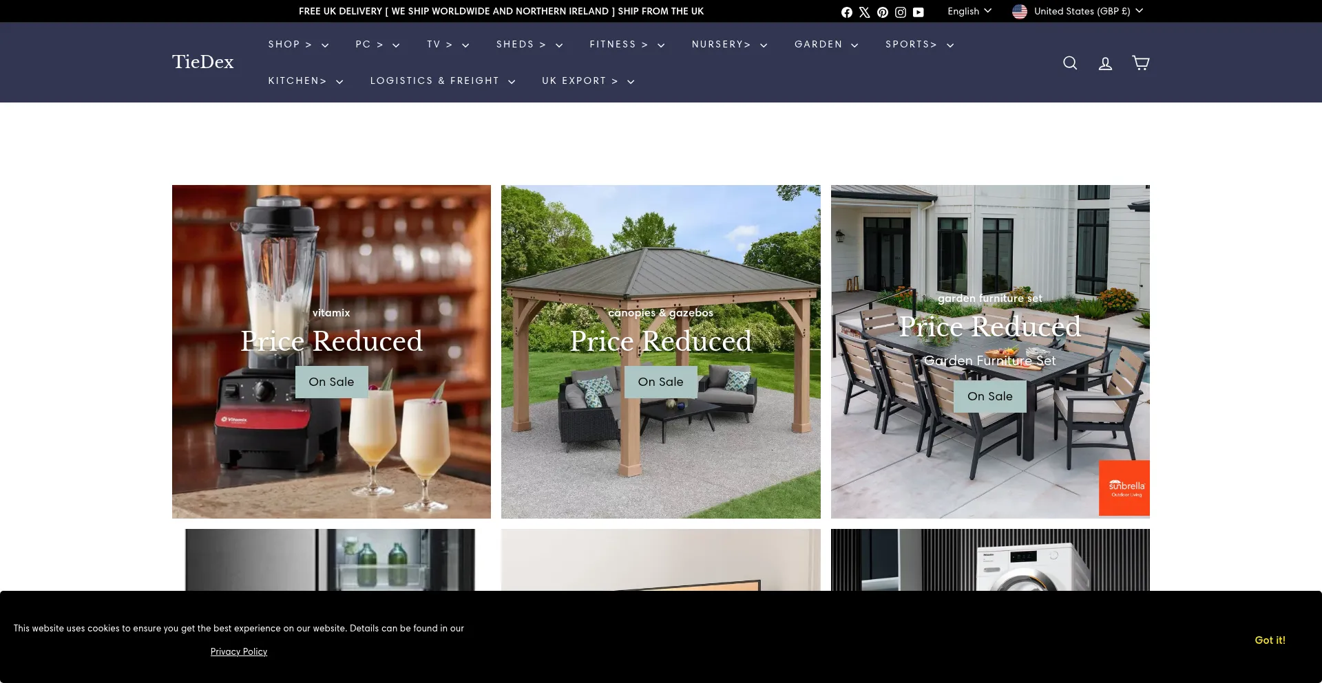 Website screenshot of Tiedex.co.uk
