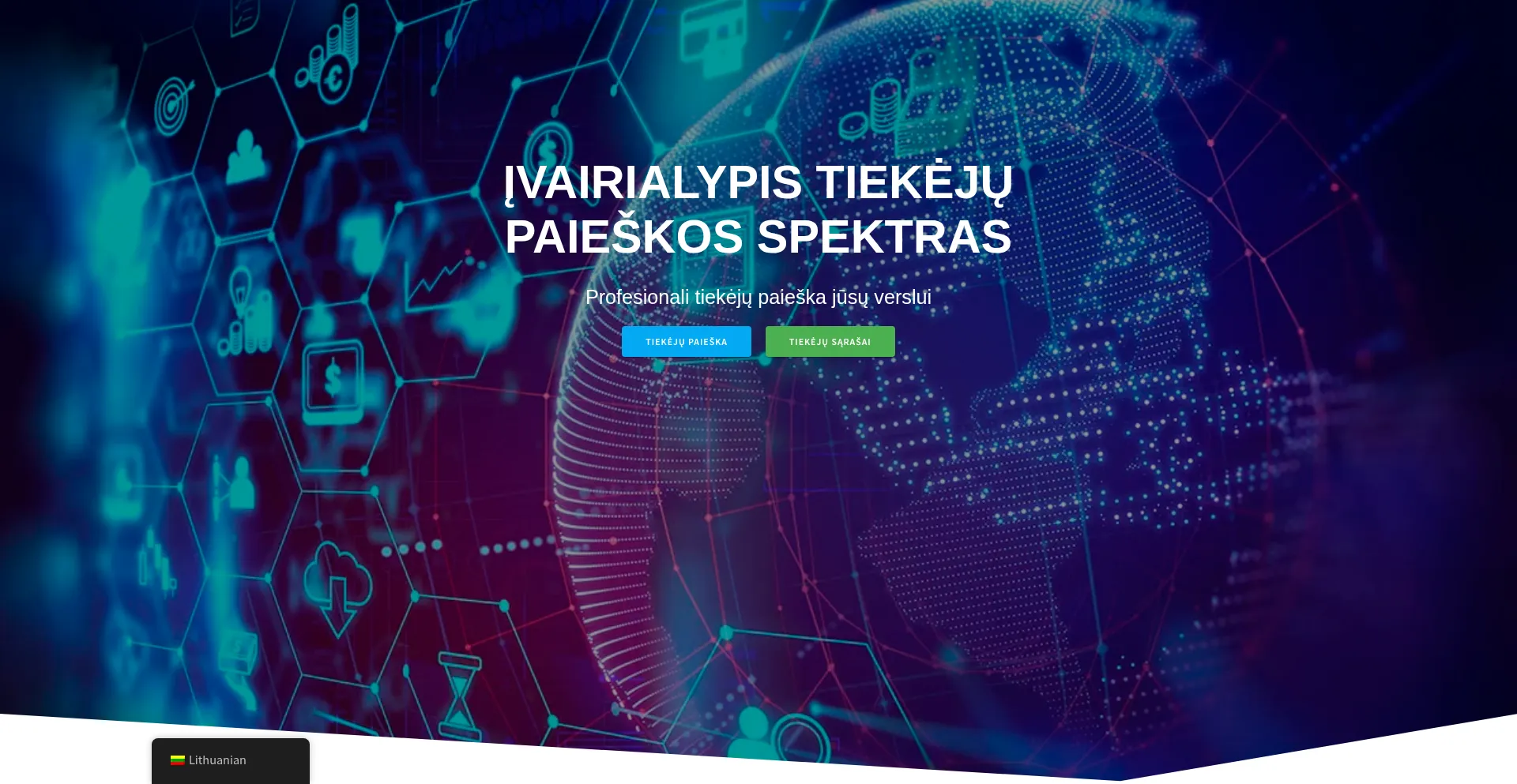 Website screenshot of Tiekejai.eu