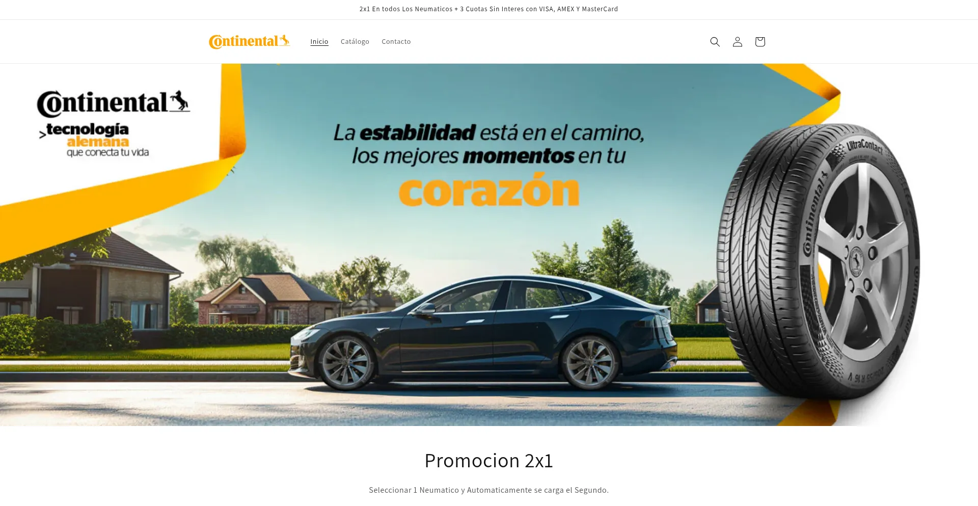 Website screenshot of Tienda.continentaltire.com.ar