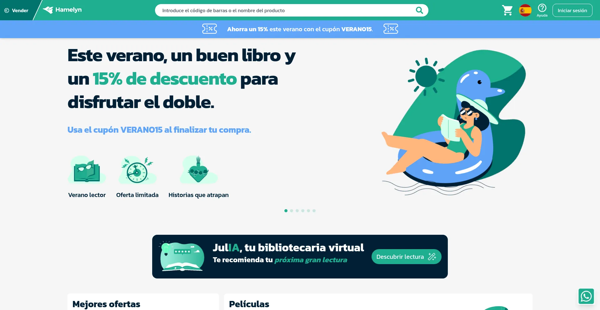 Website screenshot of Tienda.hamelyn.com