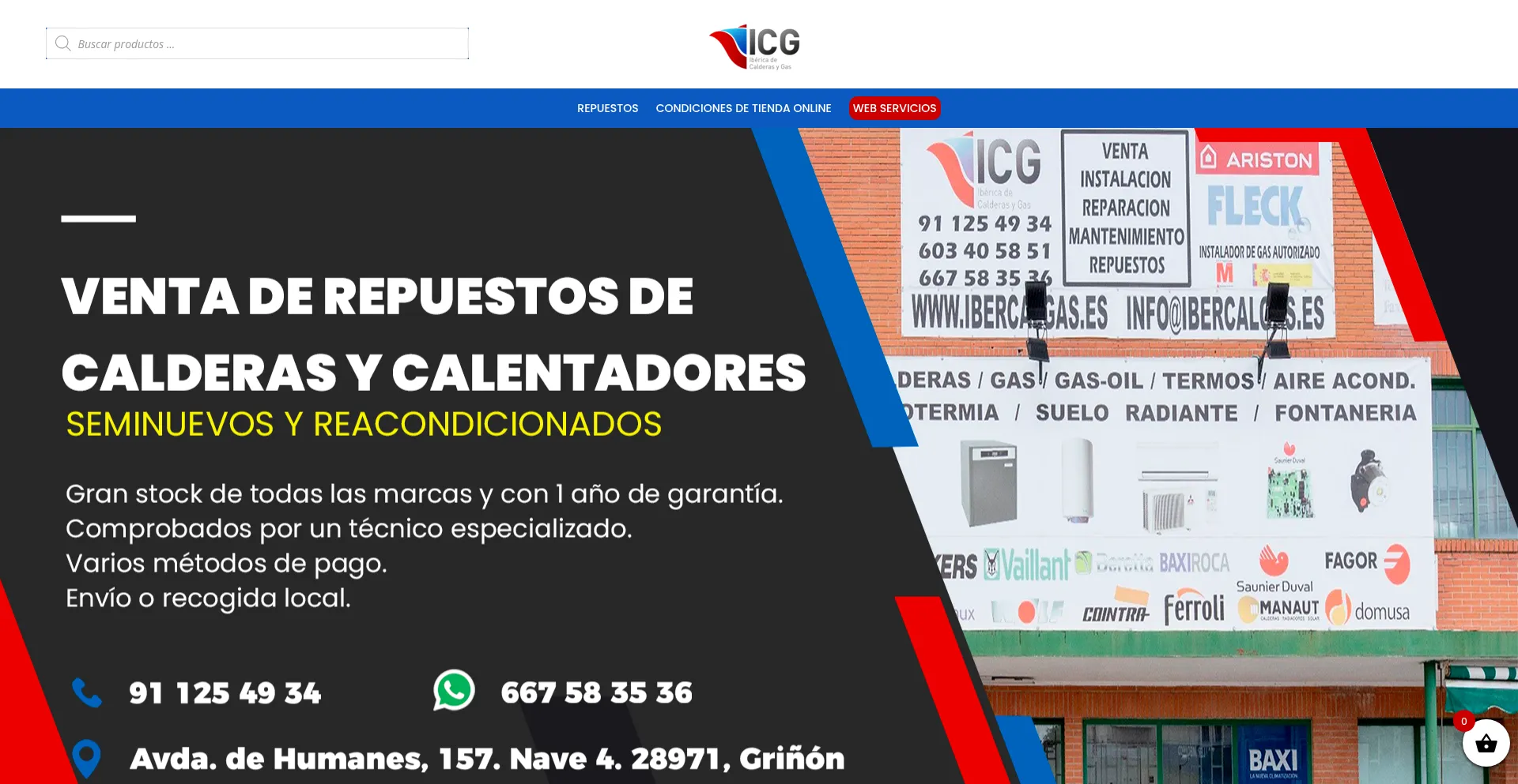 Website screenshot of Tienda.icgcalderas.com