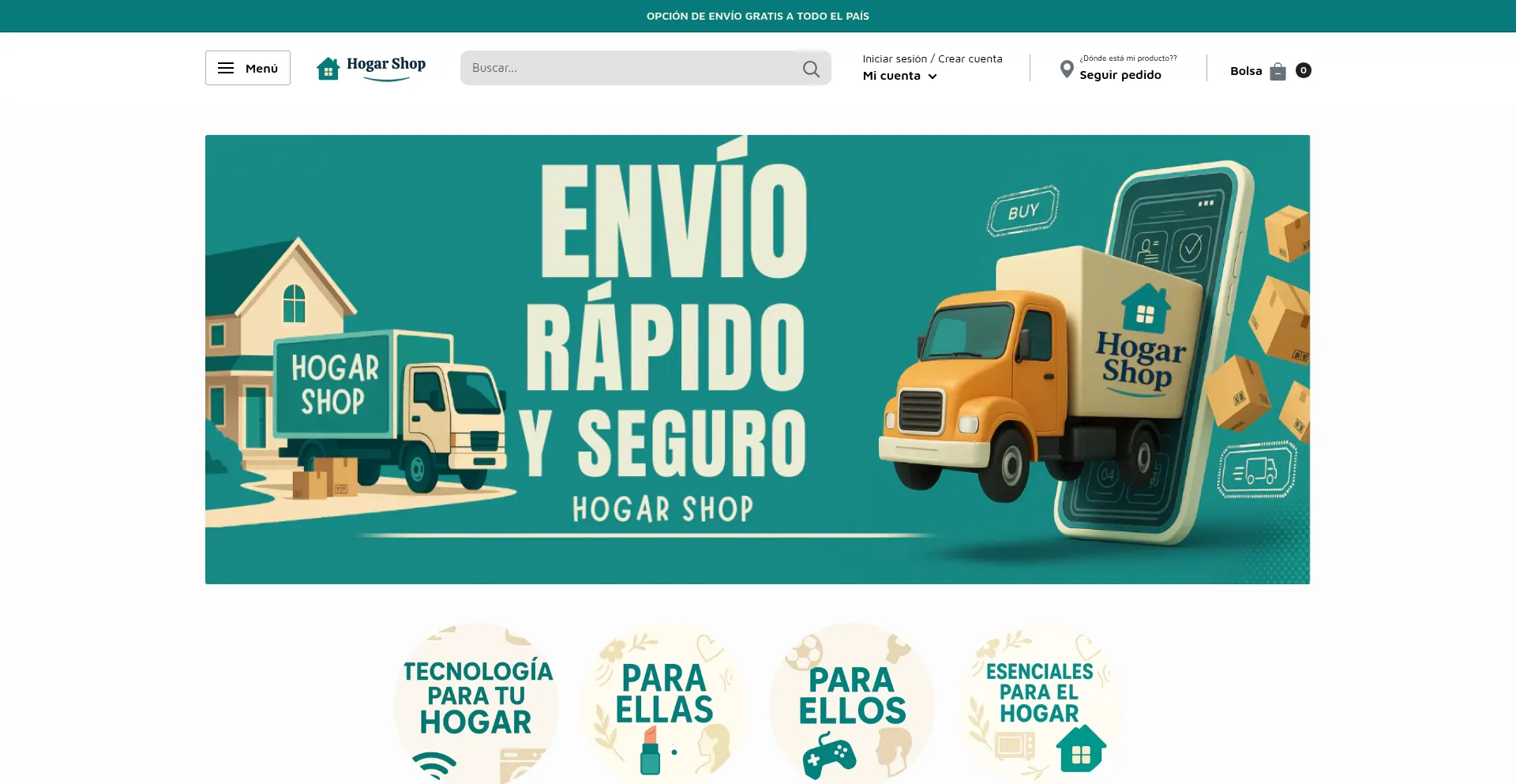 Website screenshot of Tienda-hogar.shop