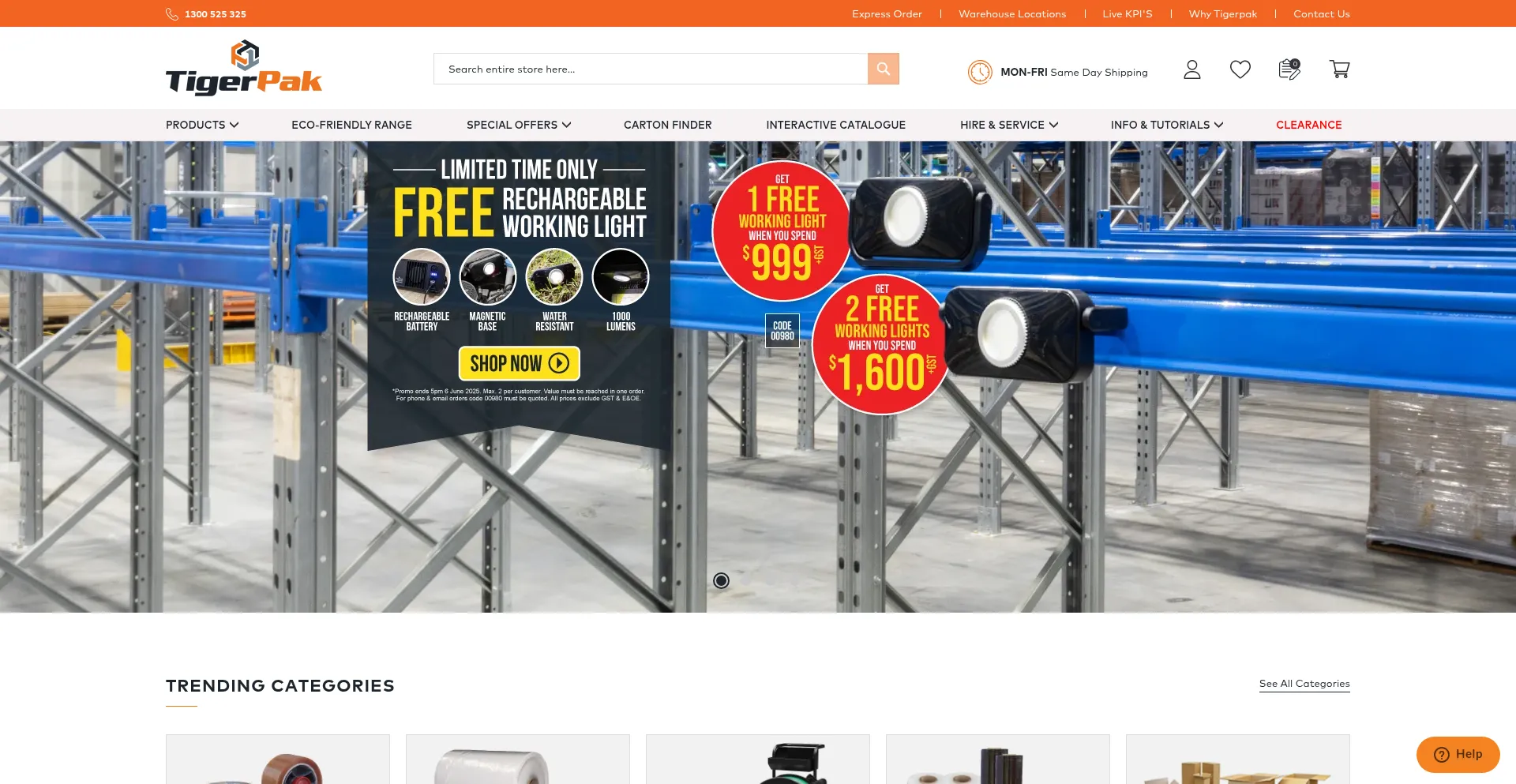 Website screenshot of Tigerpak.com.au