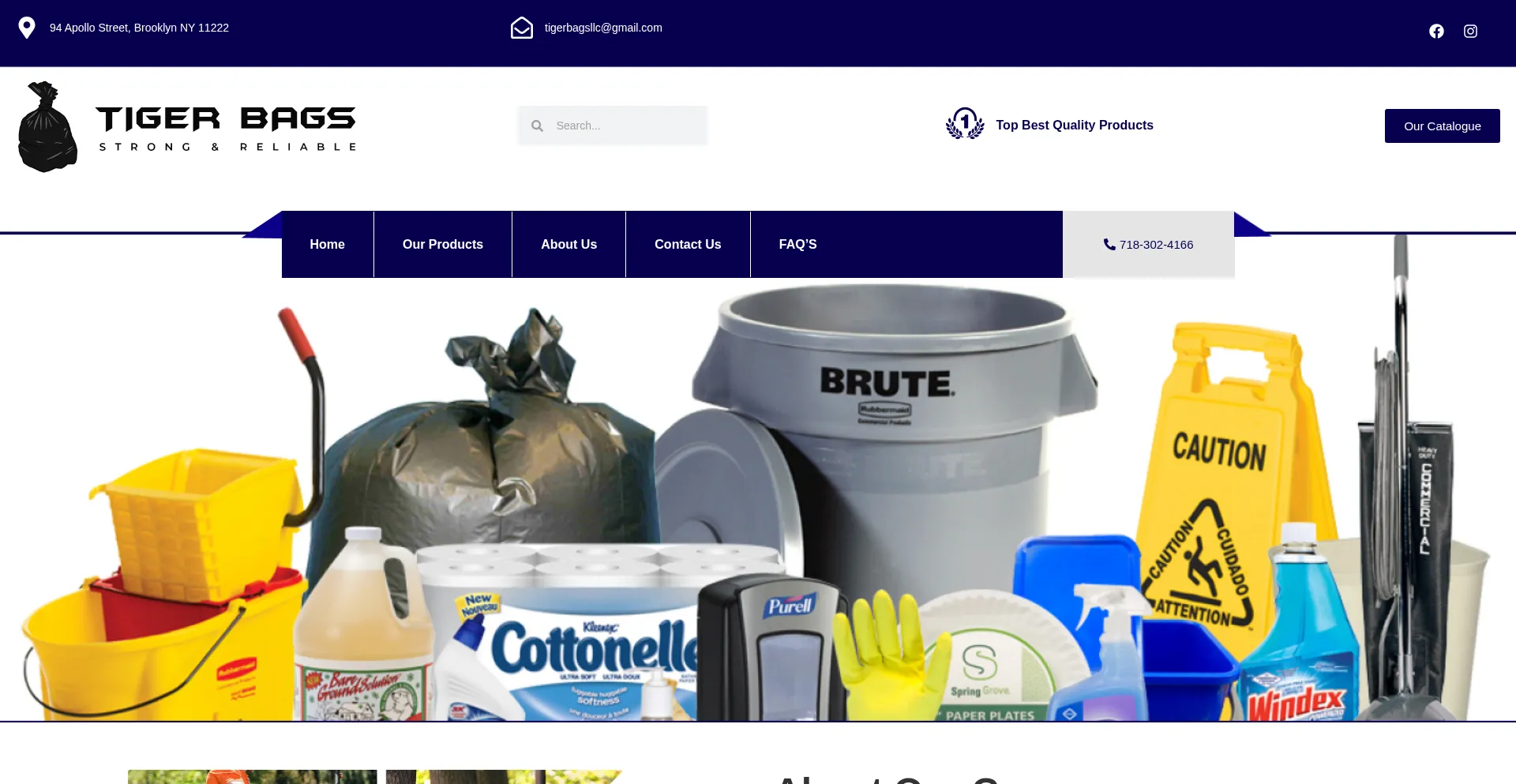 Website screenshot of Tigersbags.com