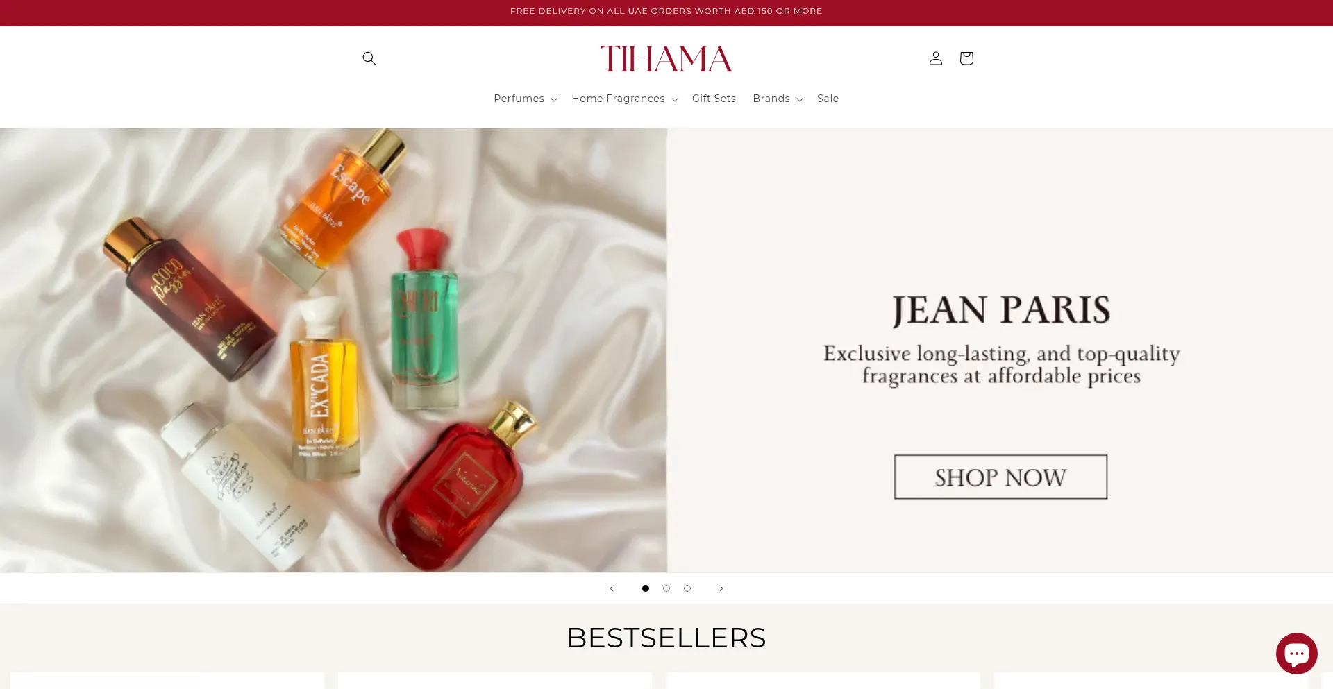 Website screenshot of Tihamaperfumes.com