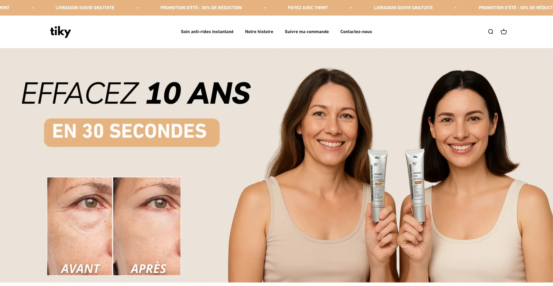 Website screenshot of Tiky.ch