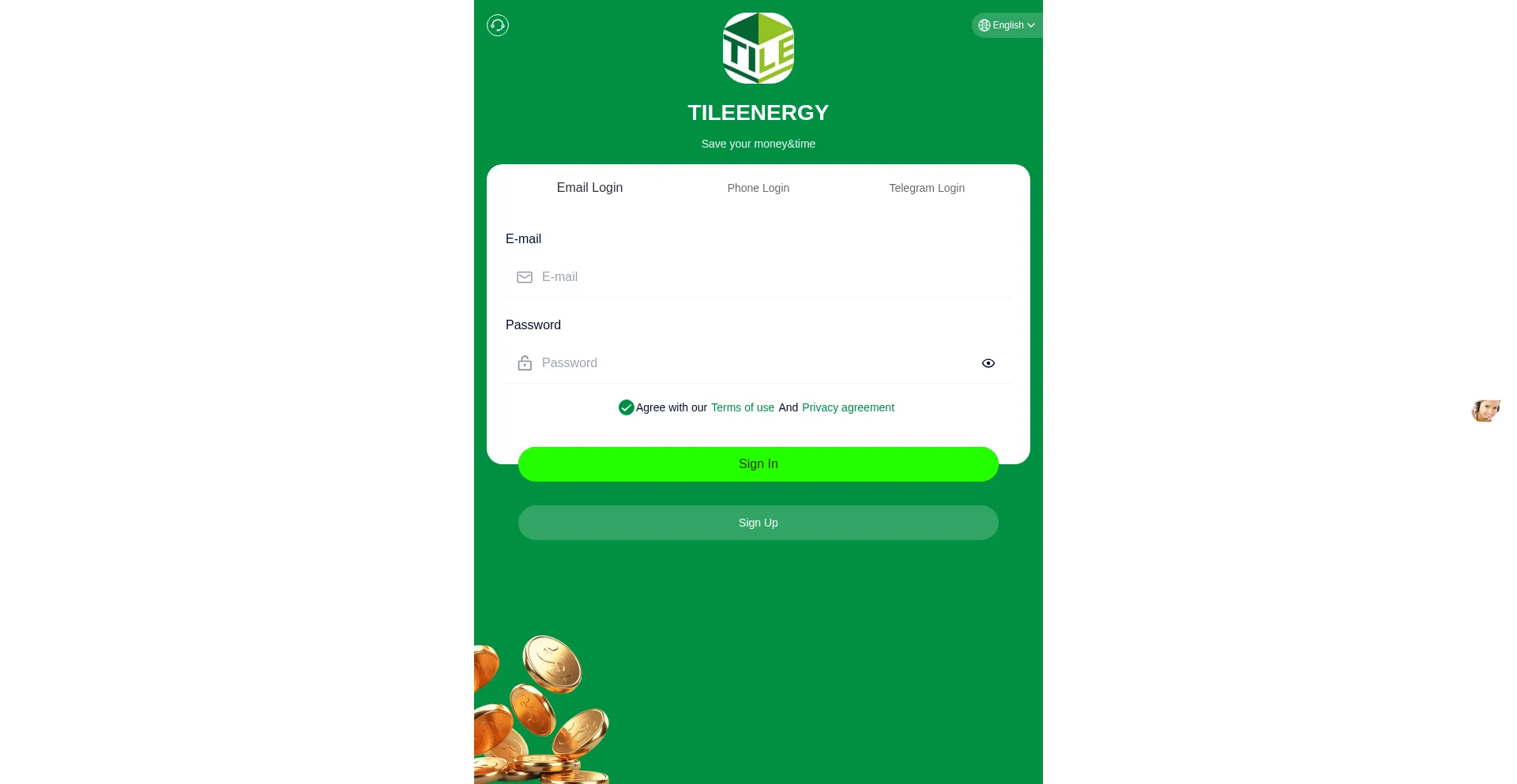 Website screenshot of Tileenergy.cc