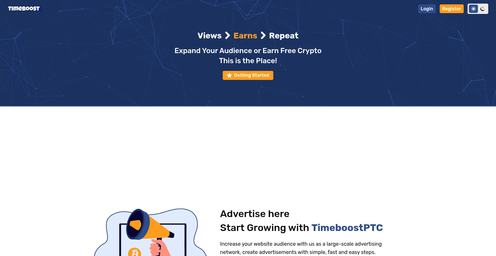 Website screenshot of Timeboost.site
