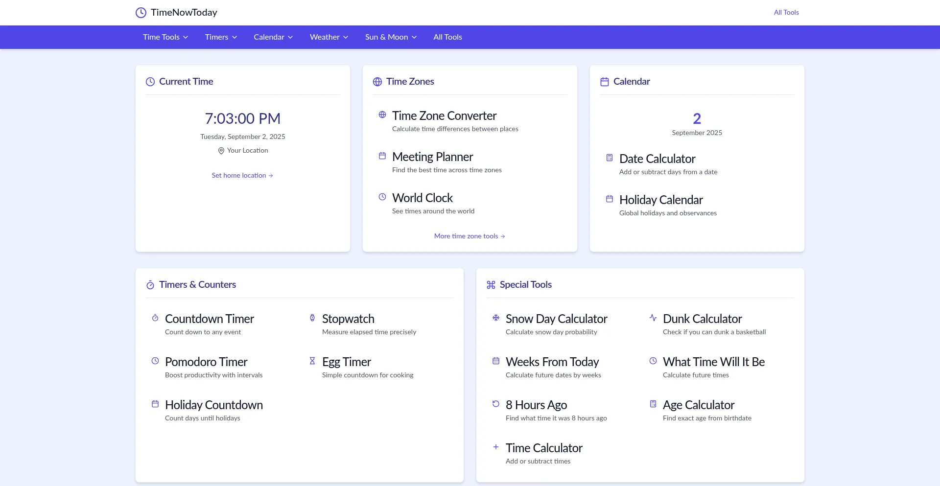 Website screenshot of Timenowtoday.com