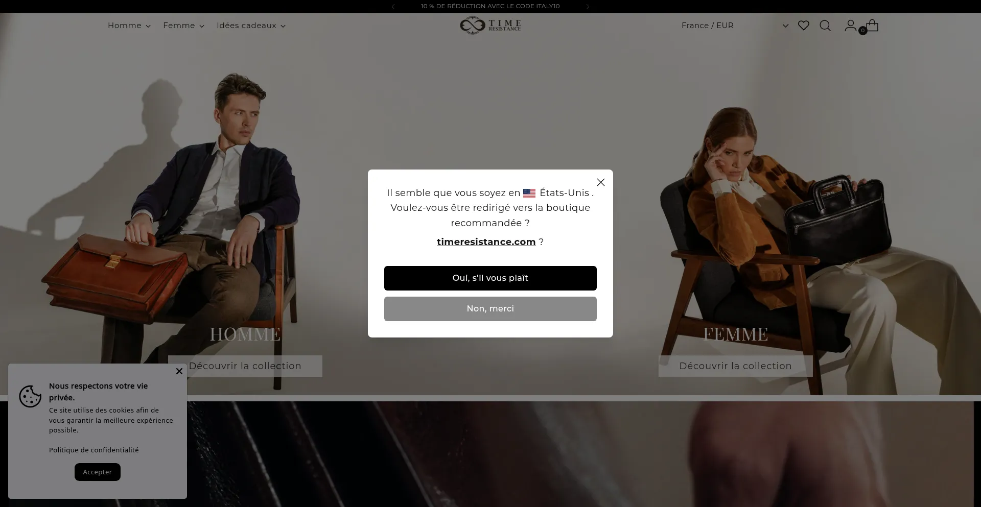 Website screenshot of Timeresistance.fr