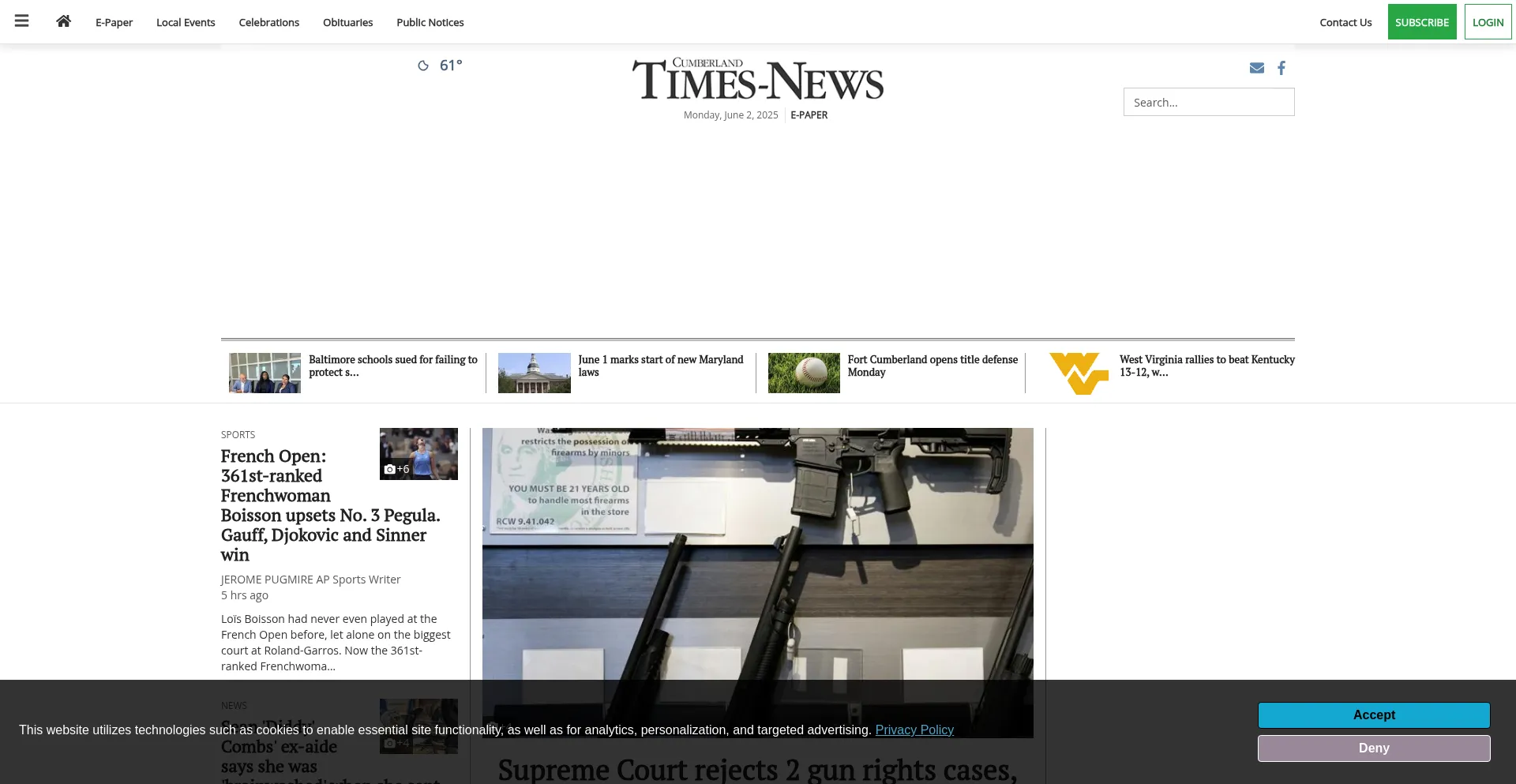Website screenshot of Times-news.com
