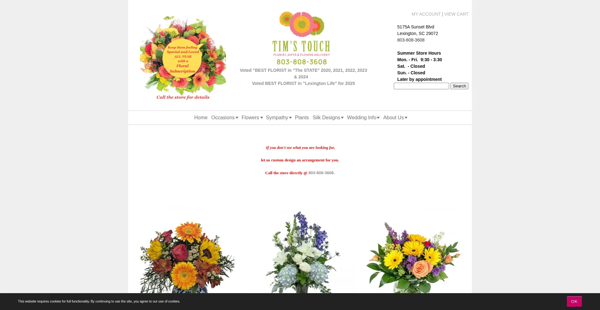 Website screenshot of Timstouchflorist.com