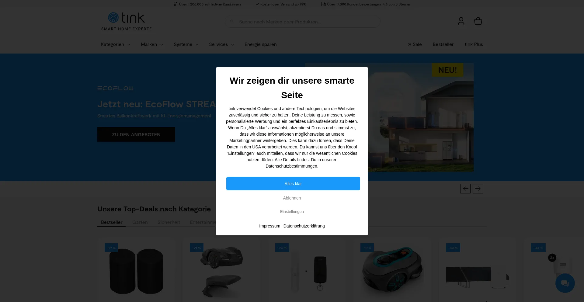 Website screenshot of Tink.de