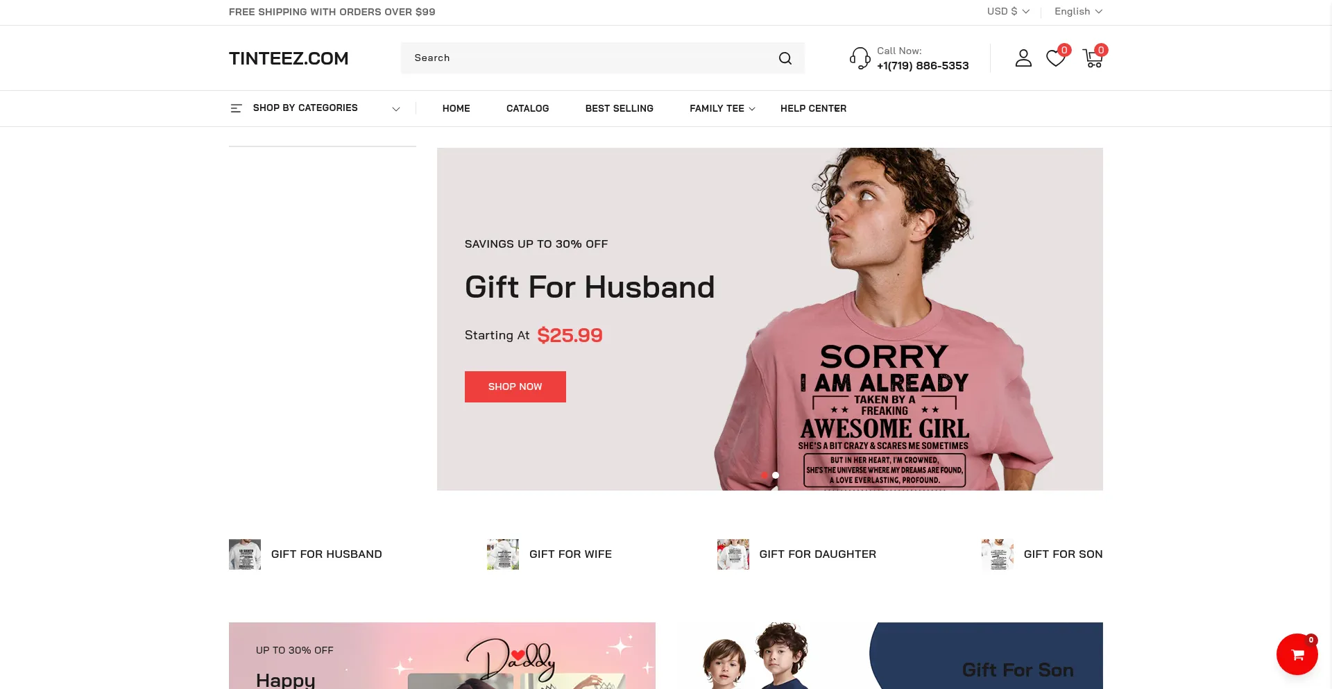 Website screenshot of Tinteez.com