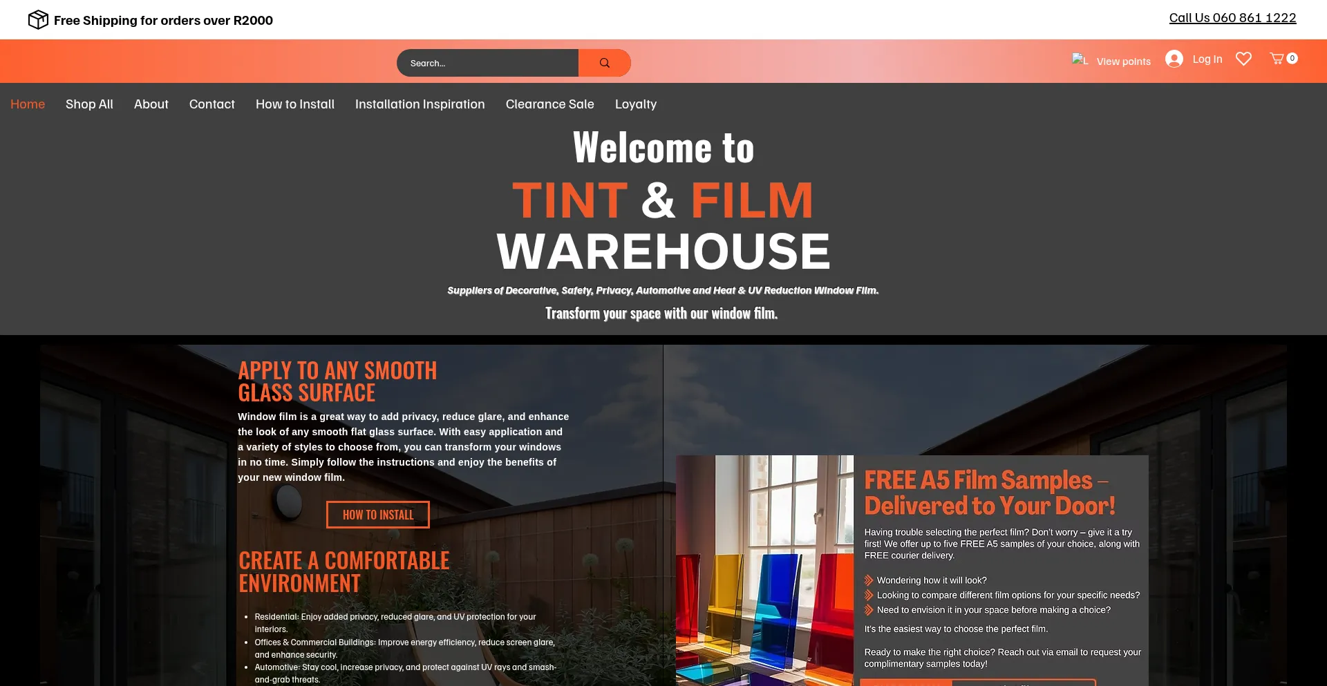 Website screenshot of Tintfilm.co.za