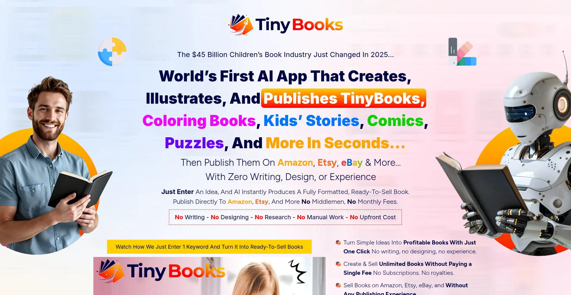 Website screenshot of Tinybooks.live