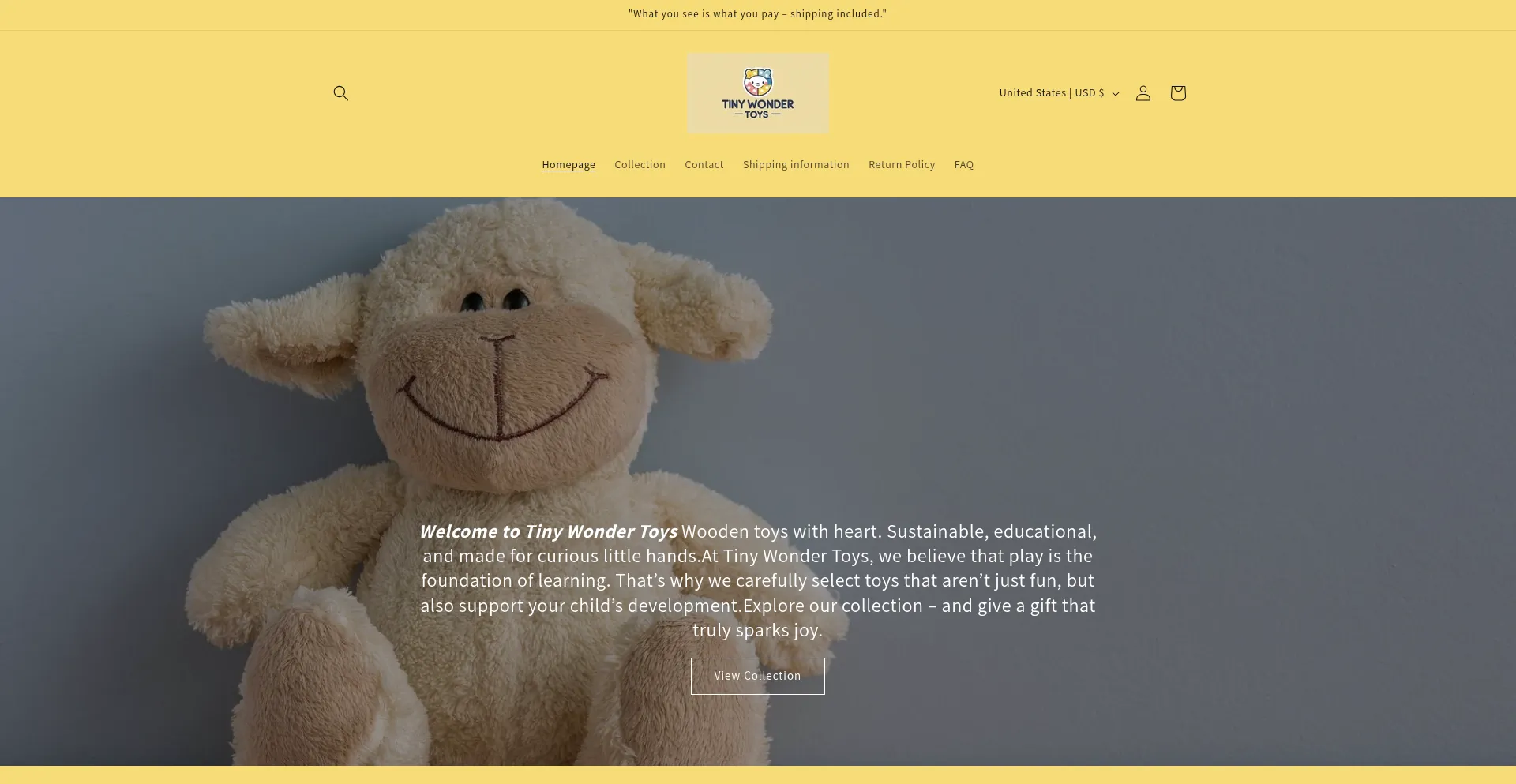 Website screenshot of Tinywondertoys.com
